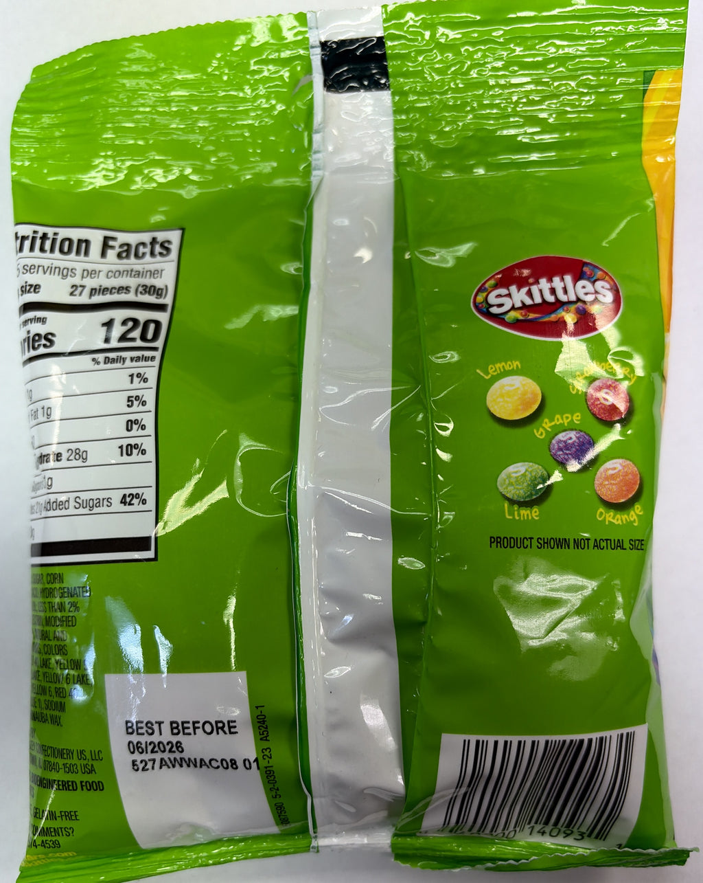 Skittles Sour Original Candy 5.7 oz Peg Bag
