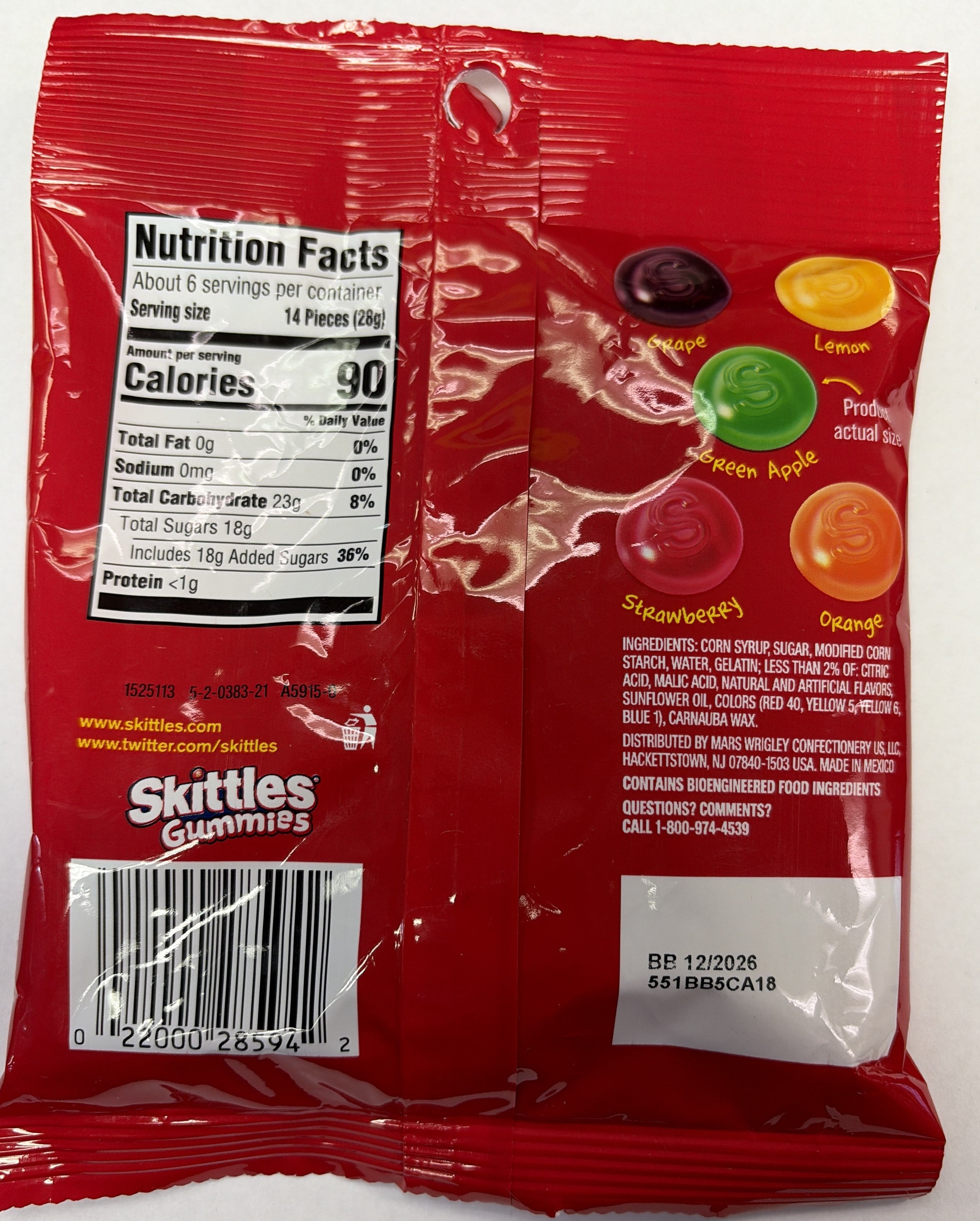 Skittles Original Gummies 5.8 oz Peg Bag