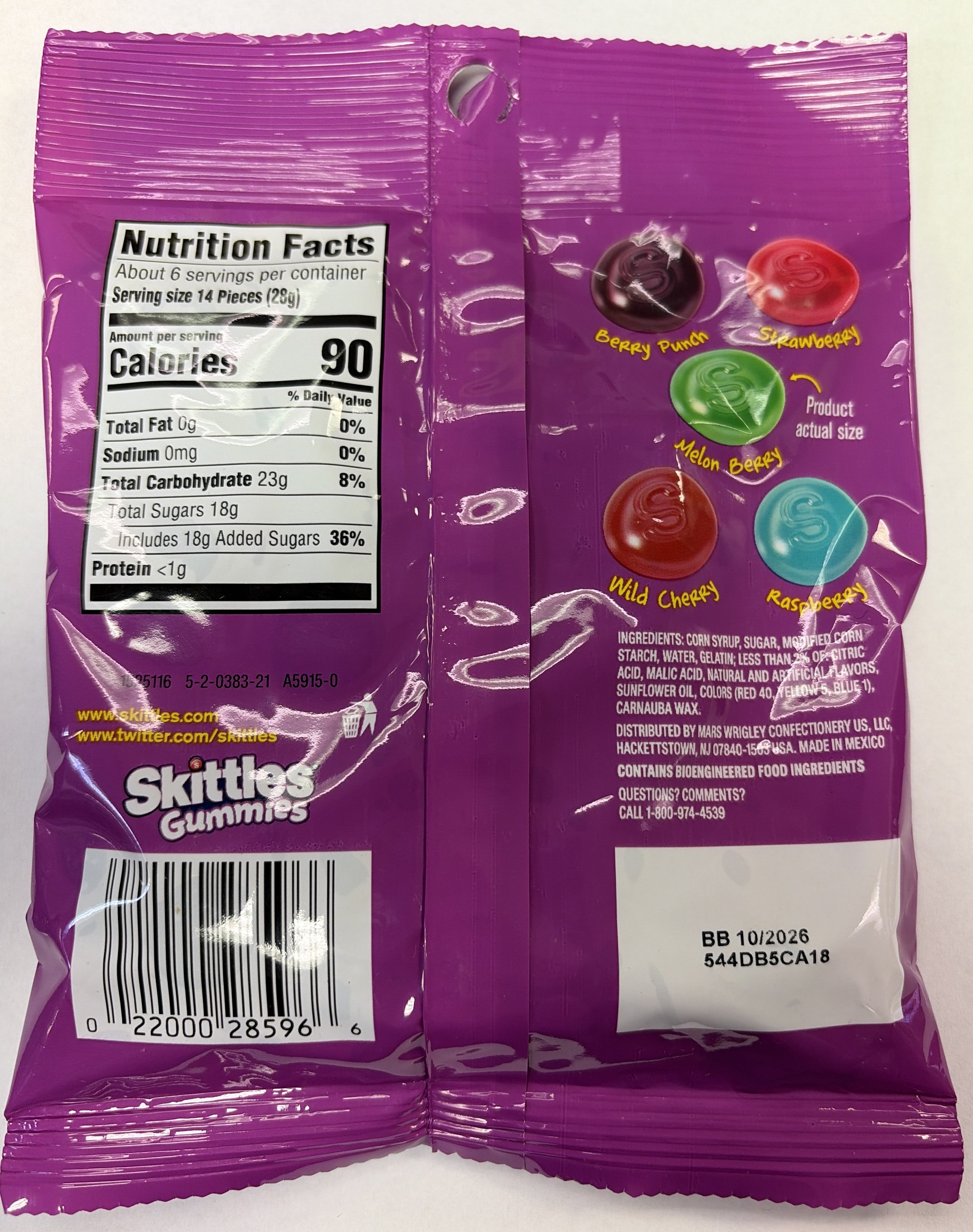 Skittles Wild Berry Gummies 5.8 oz Peg Bag