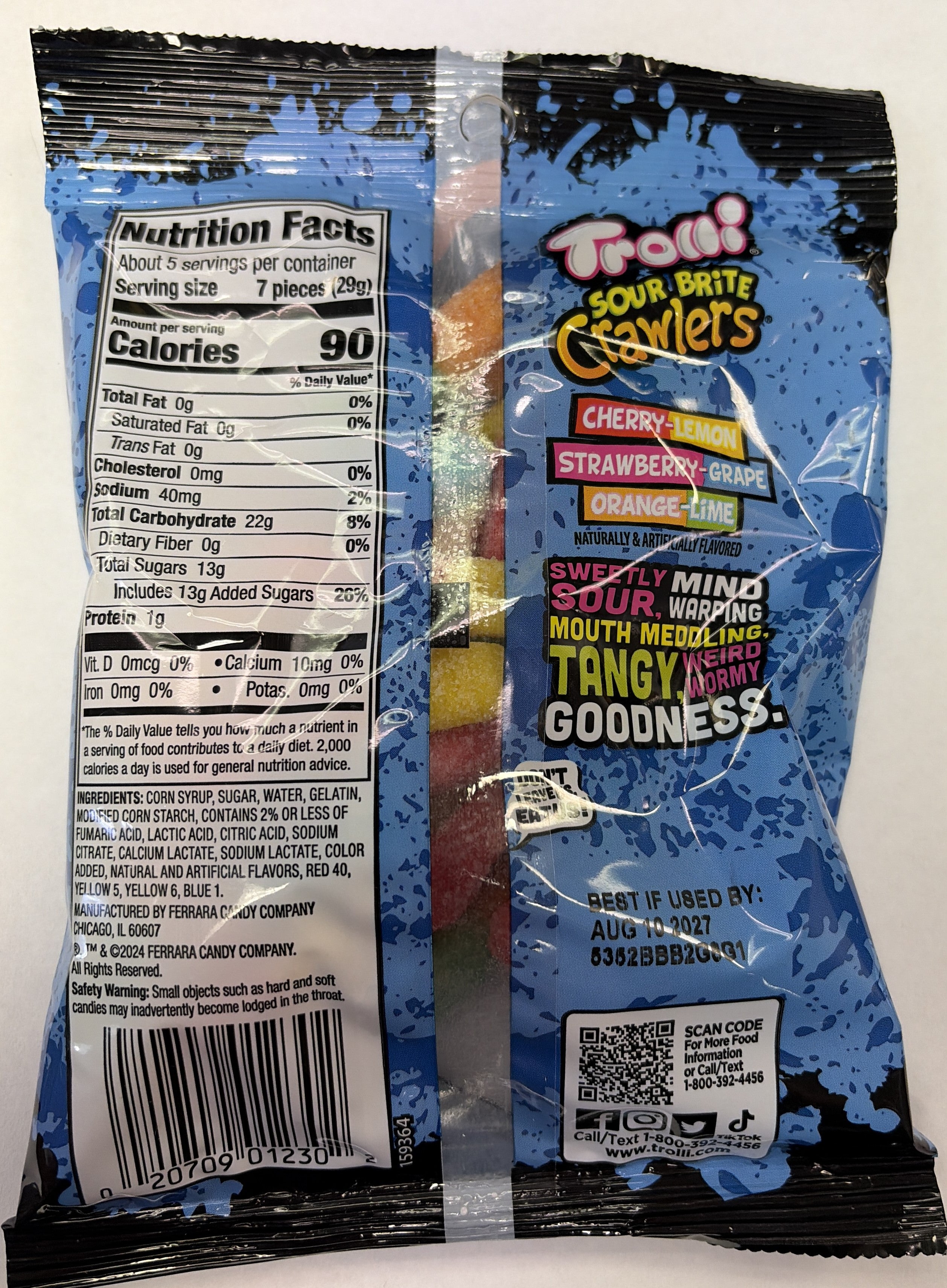 Trolli Sour Brite Crawlers 4.25 oz Peg Bag Gummy Candy