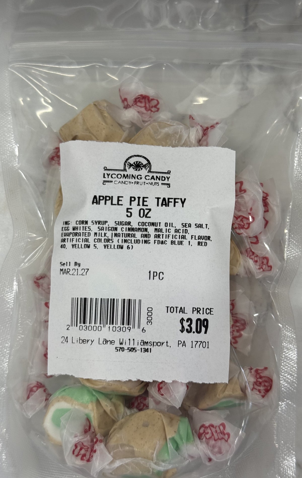 Apple Pie Salt Water Taffy 5 oz Bag