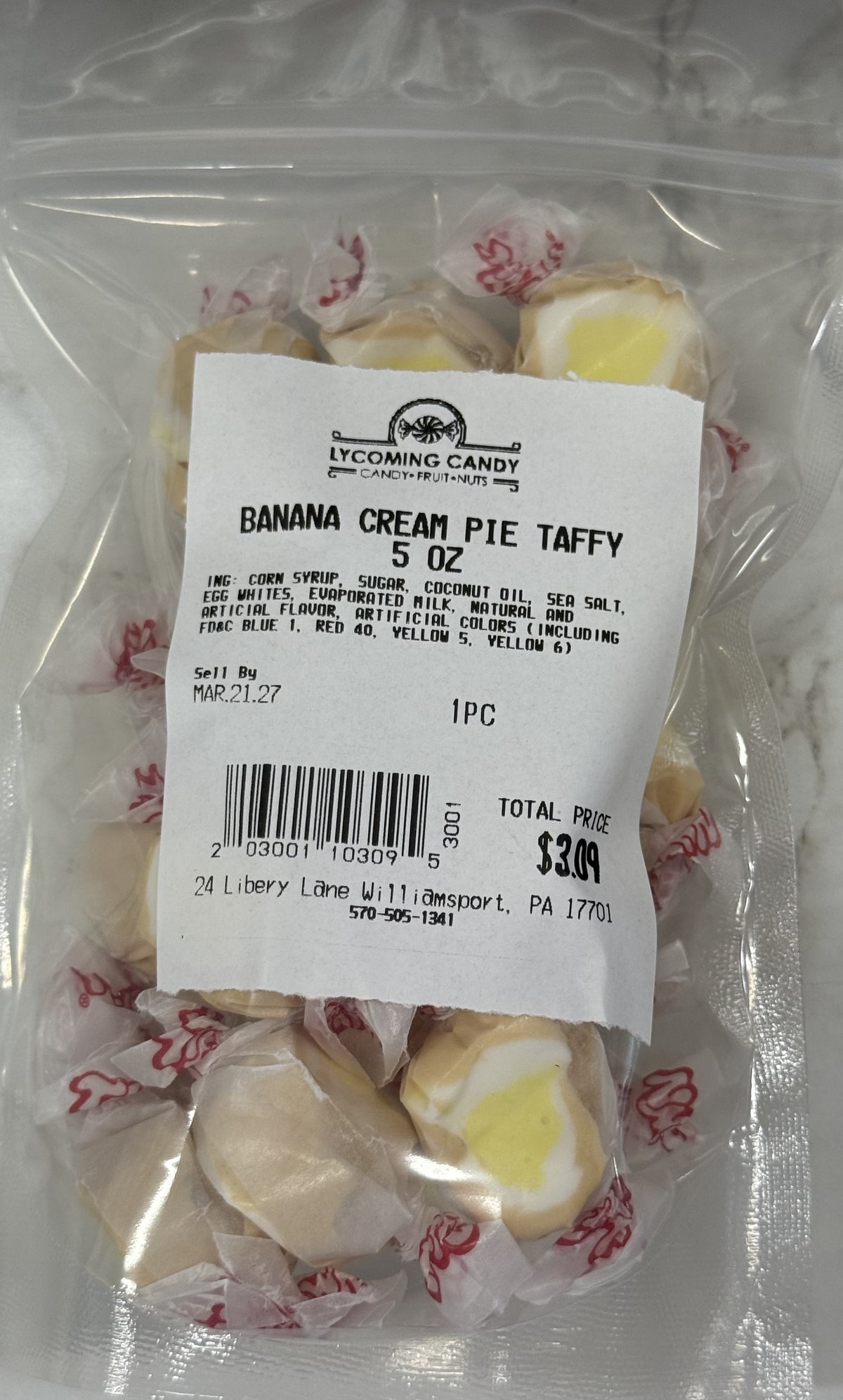 Banana Cream Pie Salt Water Taffy 5 oz Bag