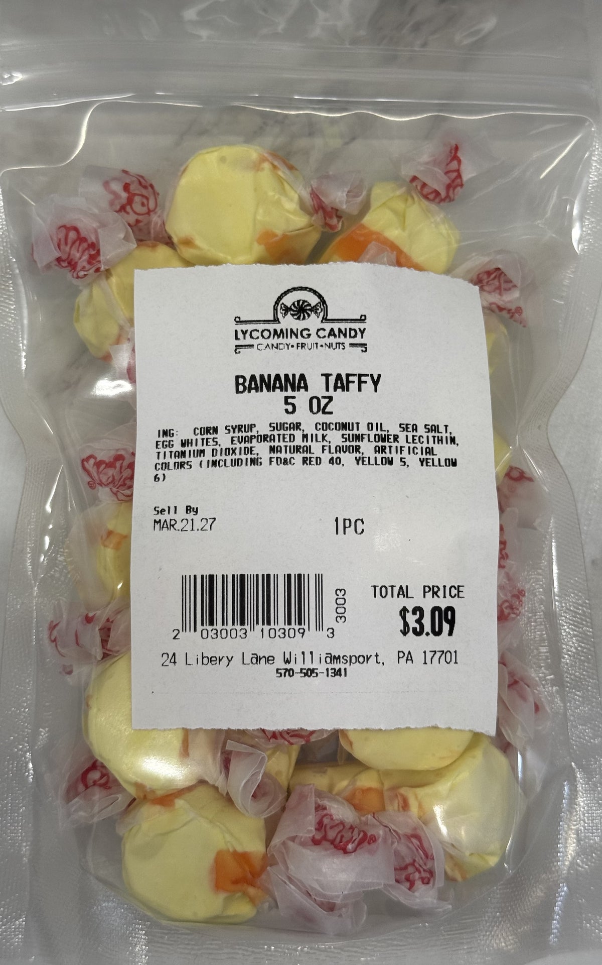Banana Salt Water Taffy 5 oz Bag