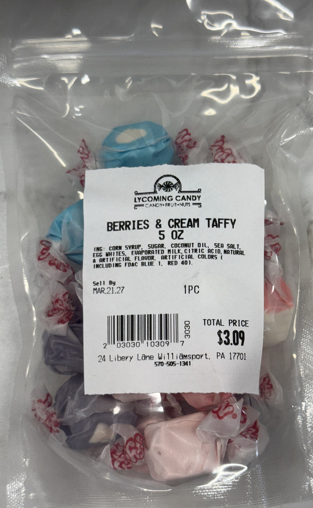 Berries & Cream Salt Water Taffy 5 oz Bag