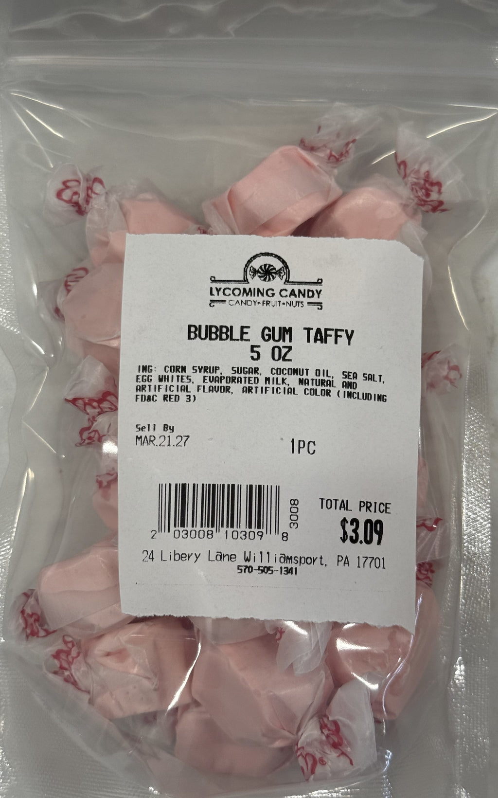 Bubblegum Salt Water Taffy 5 oz Bag