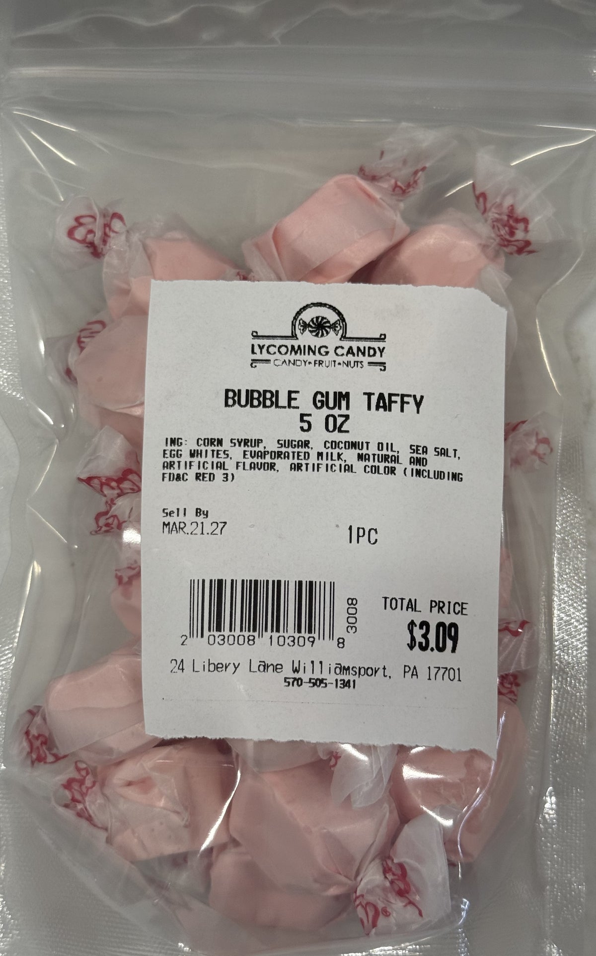 Bubblegum Salt Water Taffy 5 oz Bag
