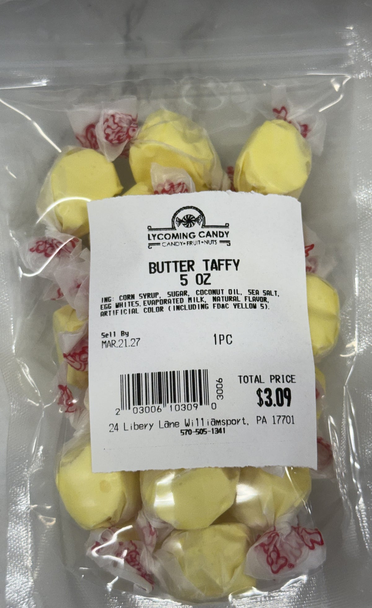 Butter Salt Water Taffy 5 oz Bag