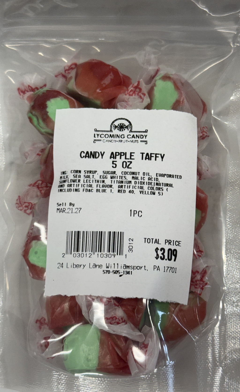 Candy Apple Salt Water Taffy 5 oz Bag