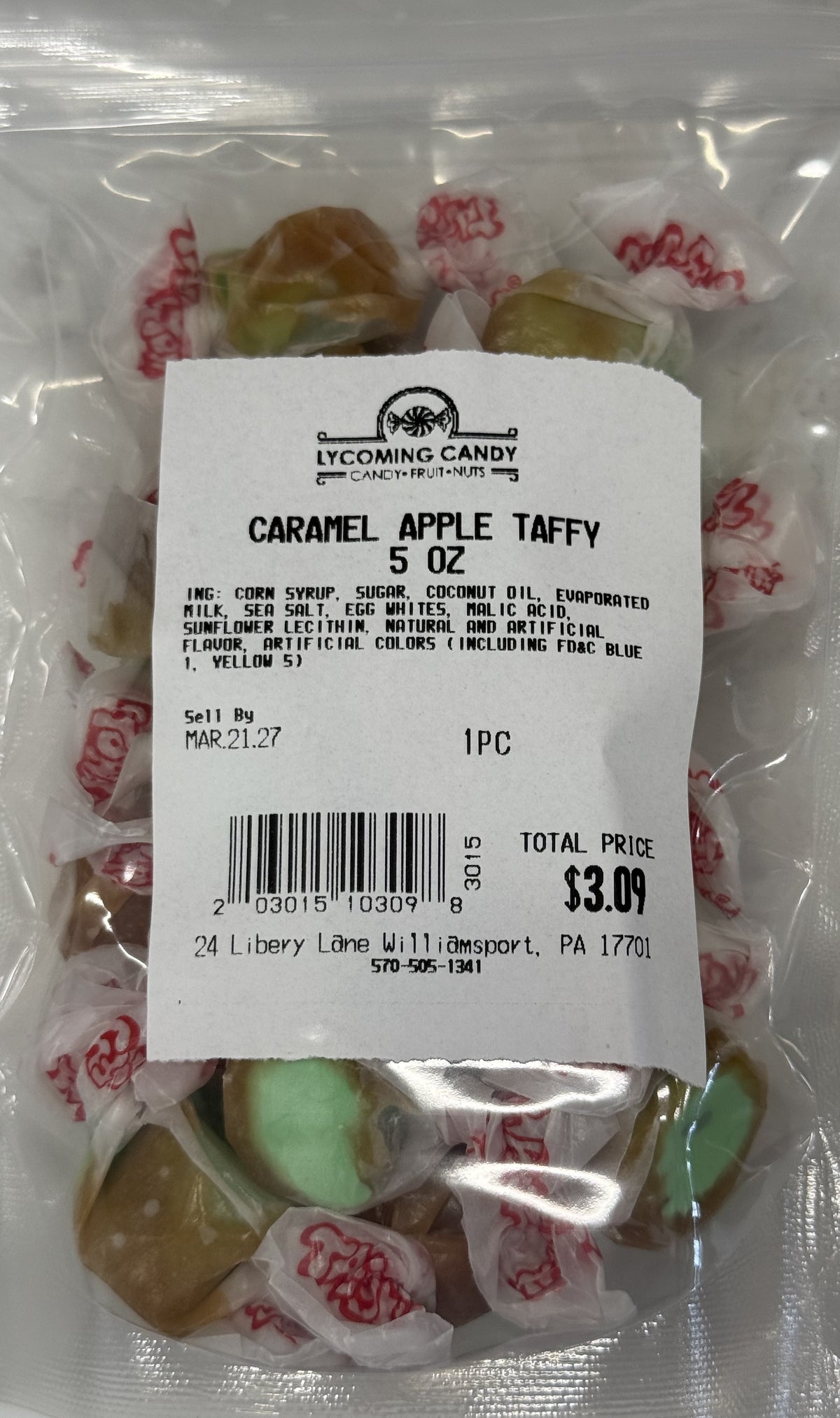 Caramel Apple Salt Water Taffy 5 oz Bag