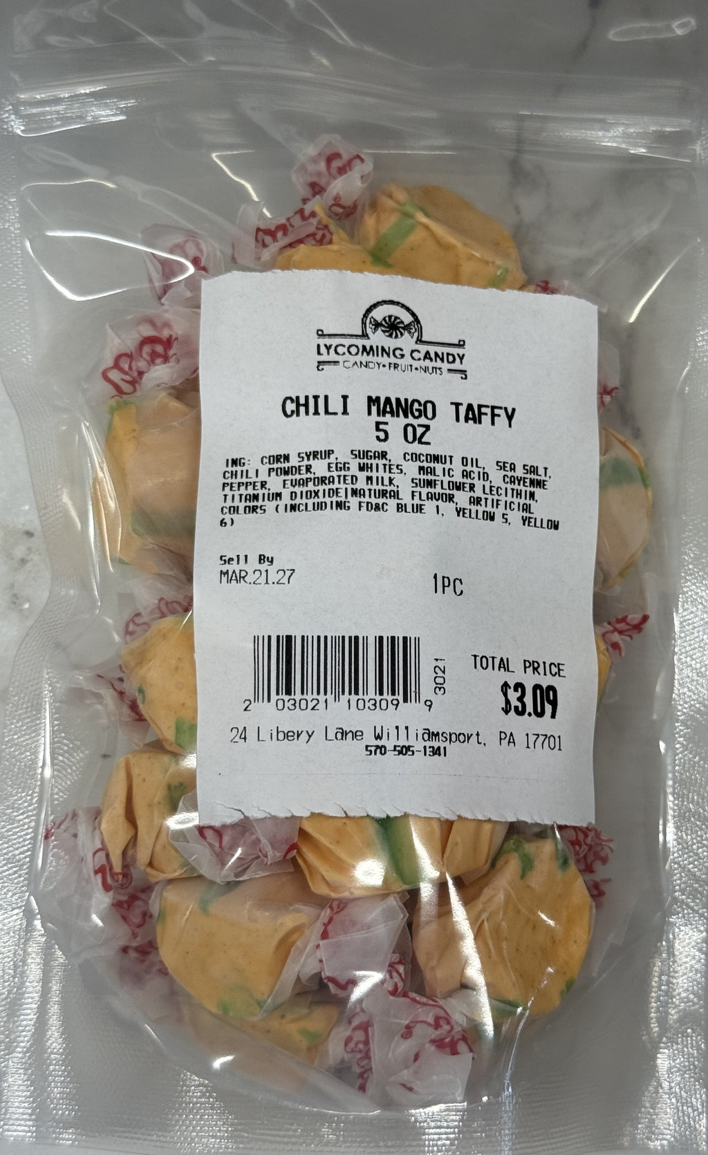 Chili Mango Salt Water Taffy 5 oz Bag