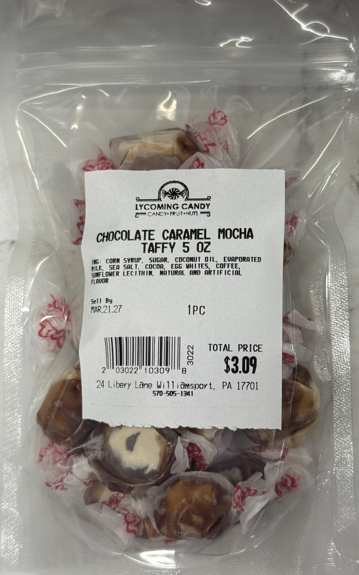Chocolate Caramel Mocha Salt Water Taffy 5 oz Bag