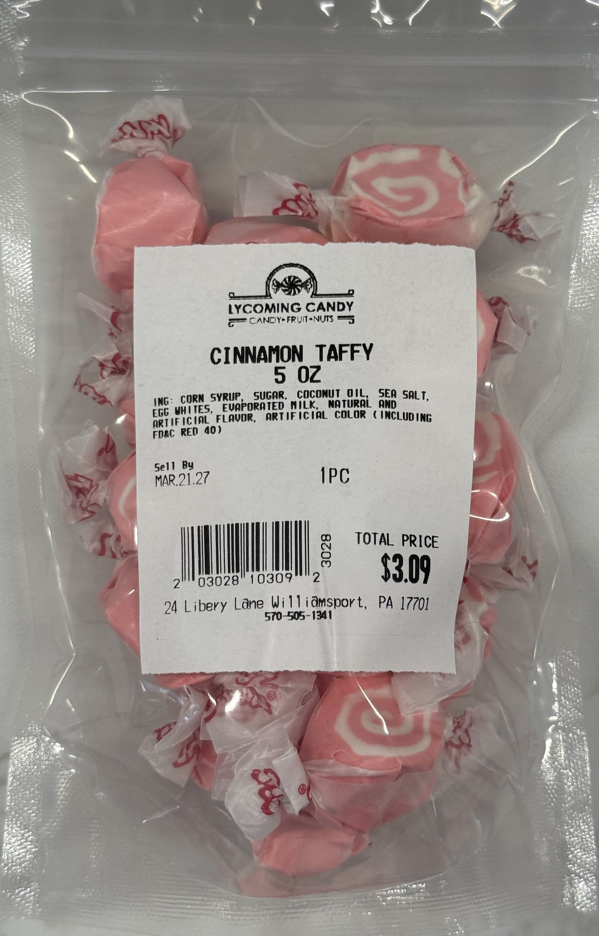 Cinnamon Salt Water Taffy 5 oz Bag