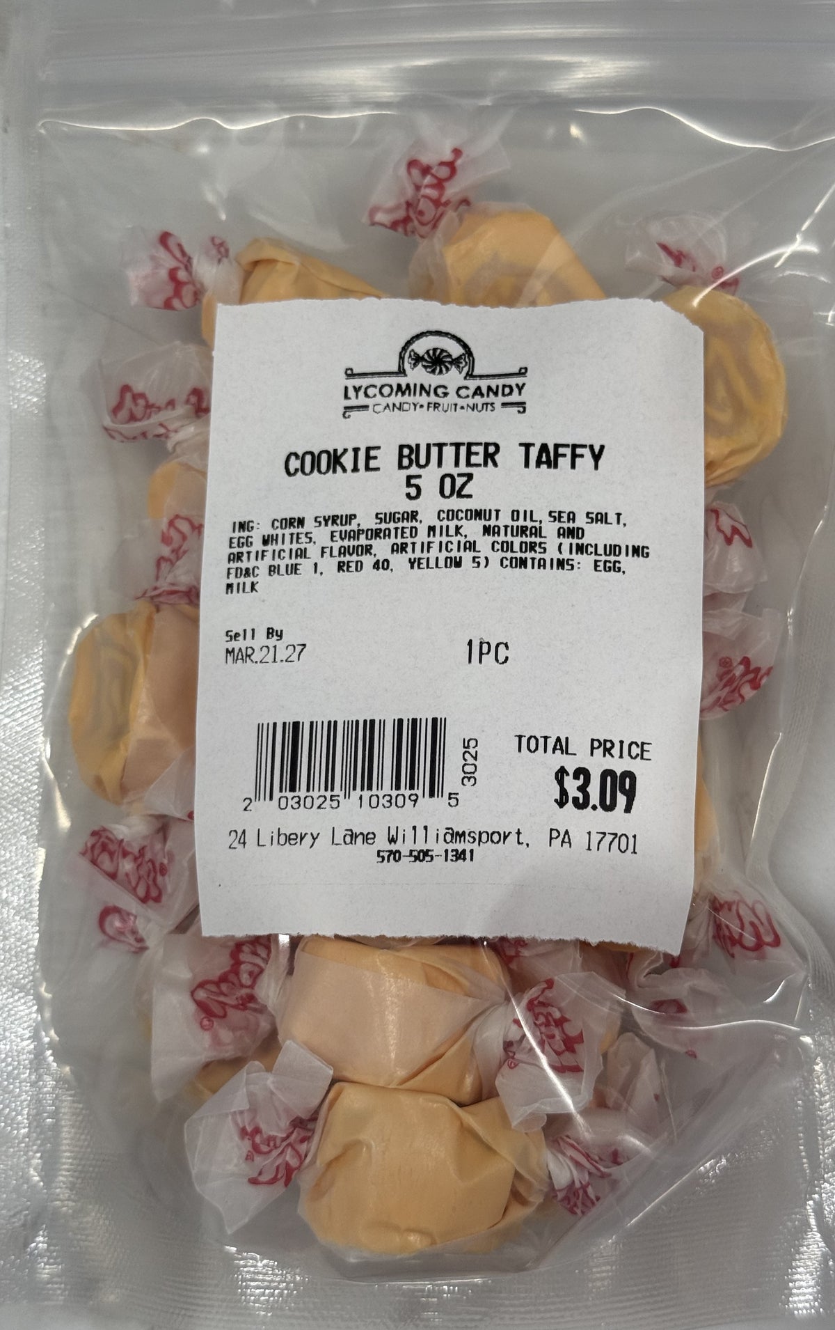 Cookie Butter Salt Water Taffy 5 oz Bag