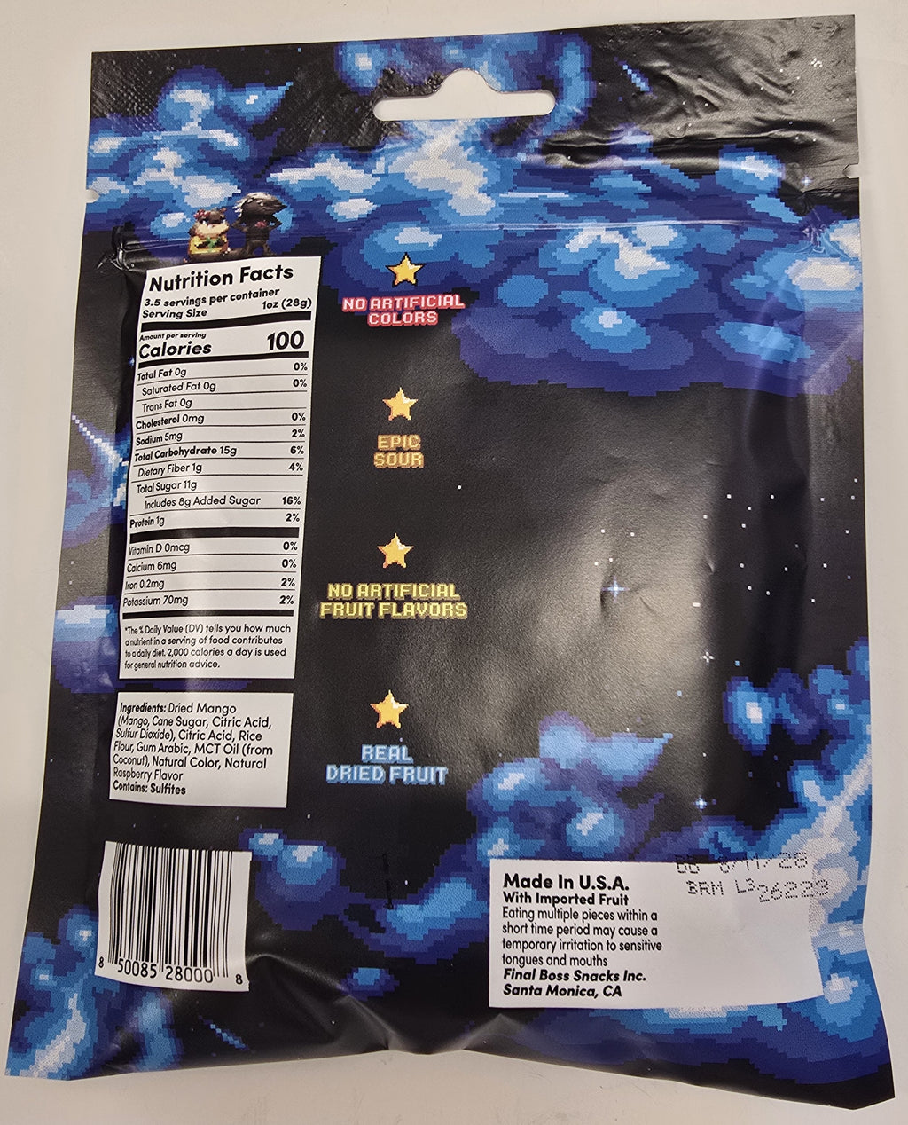 Final Boss Sour Level 3 Sour Blue Raspberry Mango Bites 3.5 oz Peg Bag