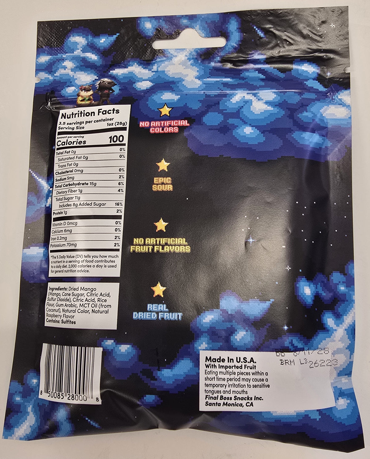 Final Boss Sour Level 3 Sour Blue Raspberry Mango Bites 3.5 oz Peg Bag
