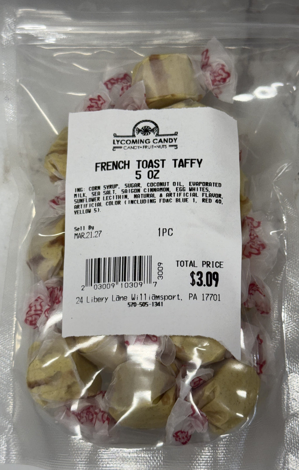 French Toast Salt Water Taffy 5 oz Bag
