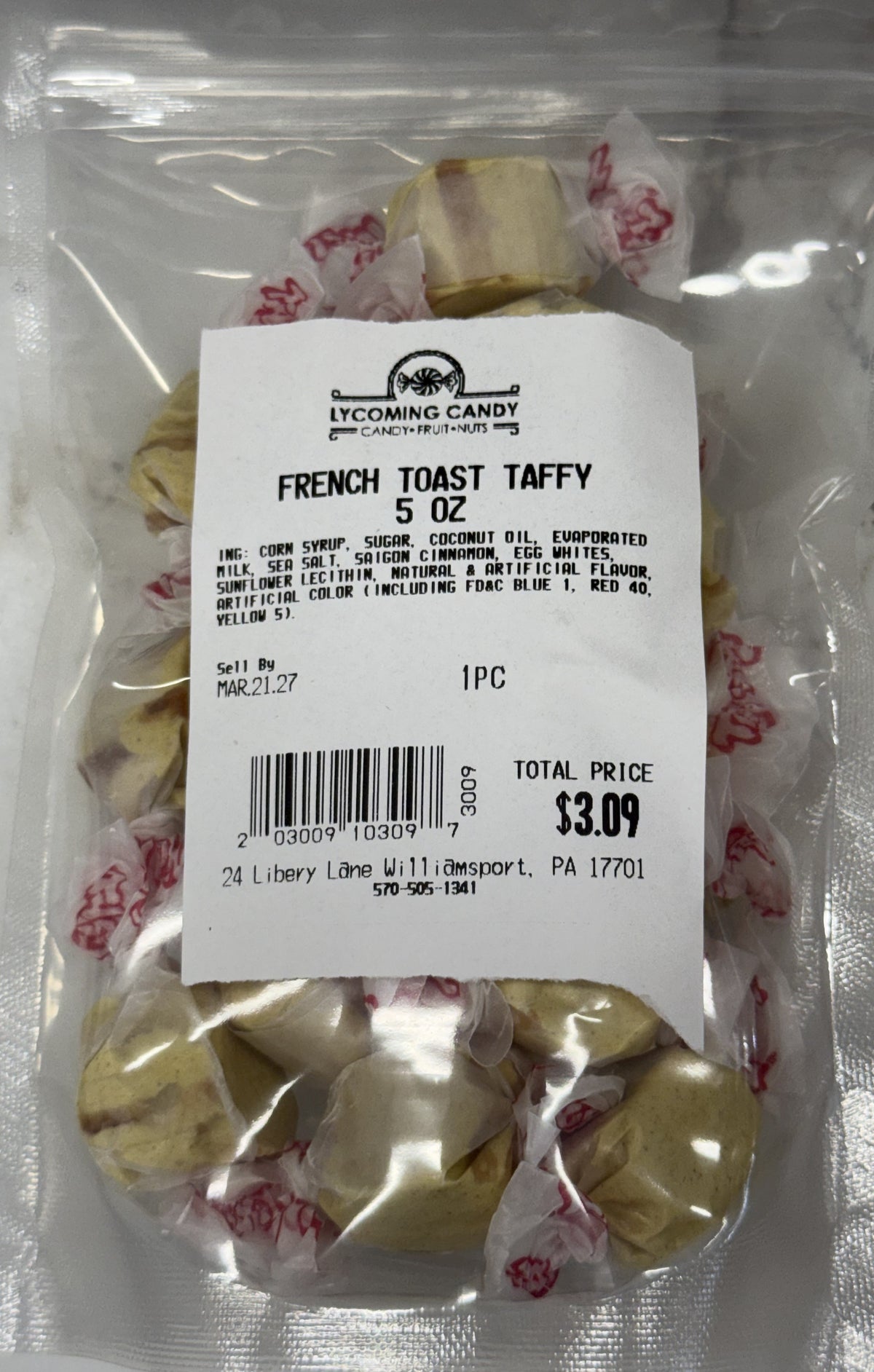 French Toast Salt Water Taffy 5 oz Bag