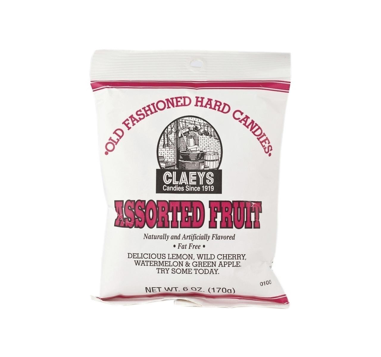 Claey's Old Fashioned Sanded Assorted Fruit Drops Candy - 6 oz Bag