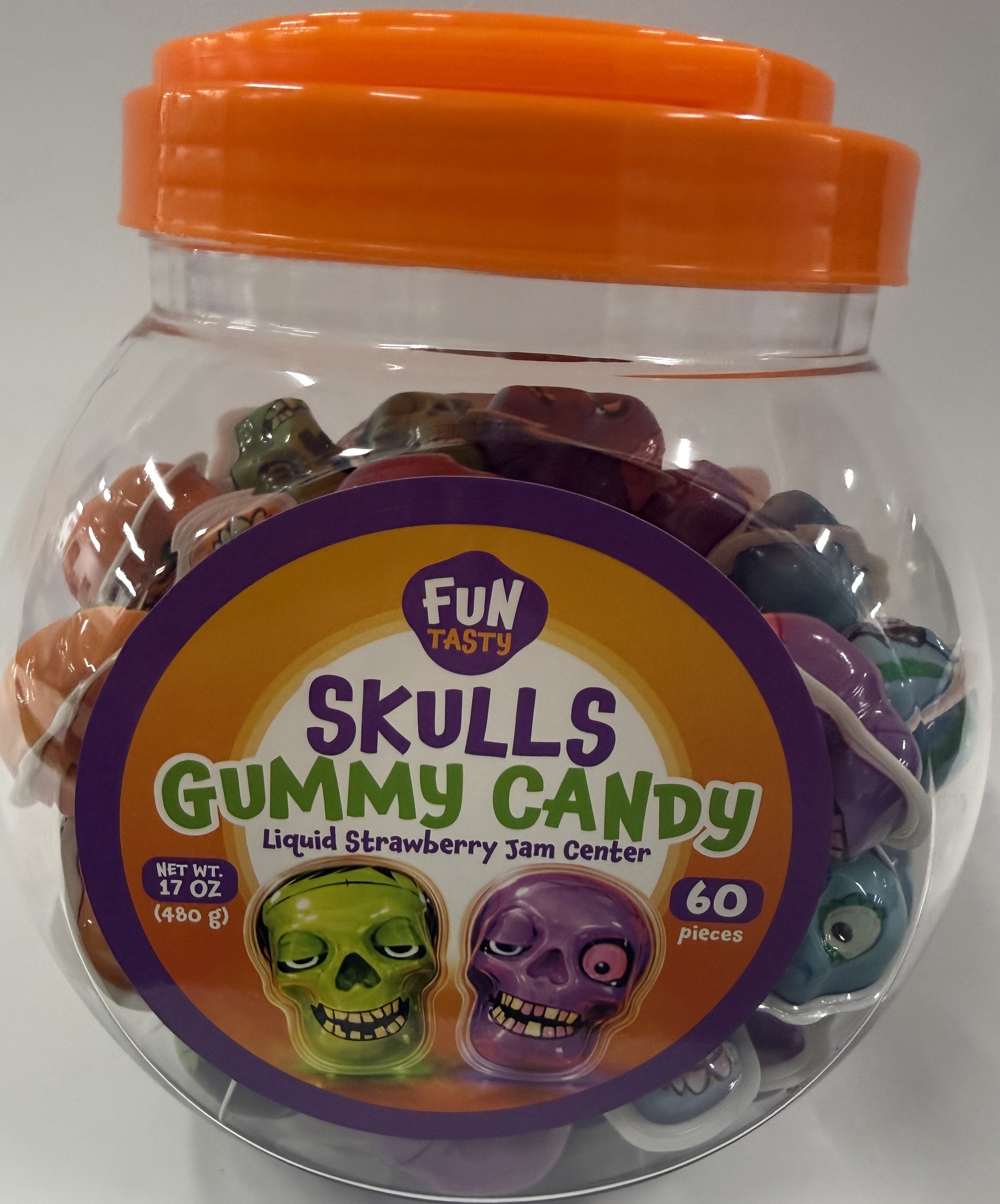 Fun Tasty Gummy Skulls Candy Jar (60 Pieces)