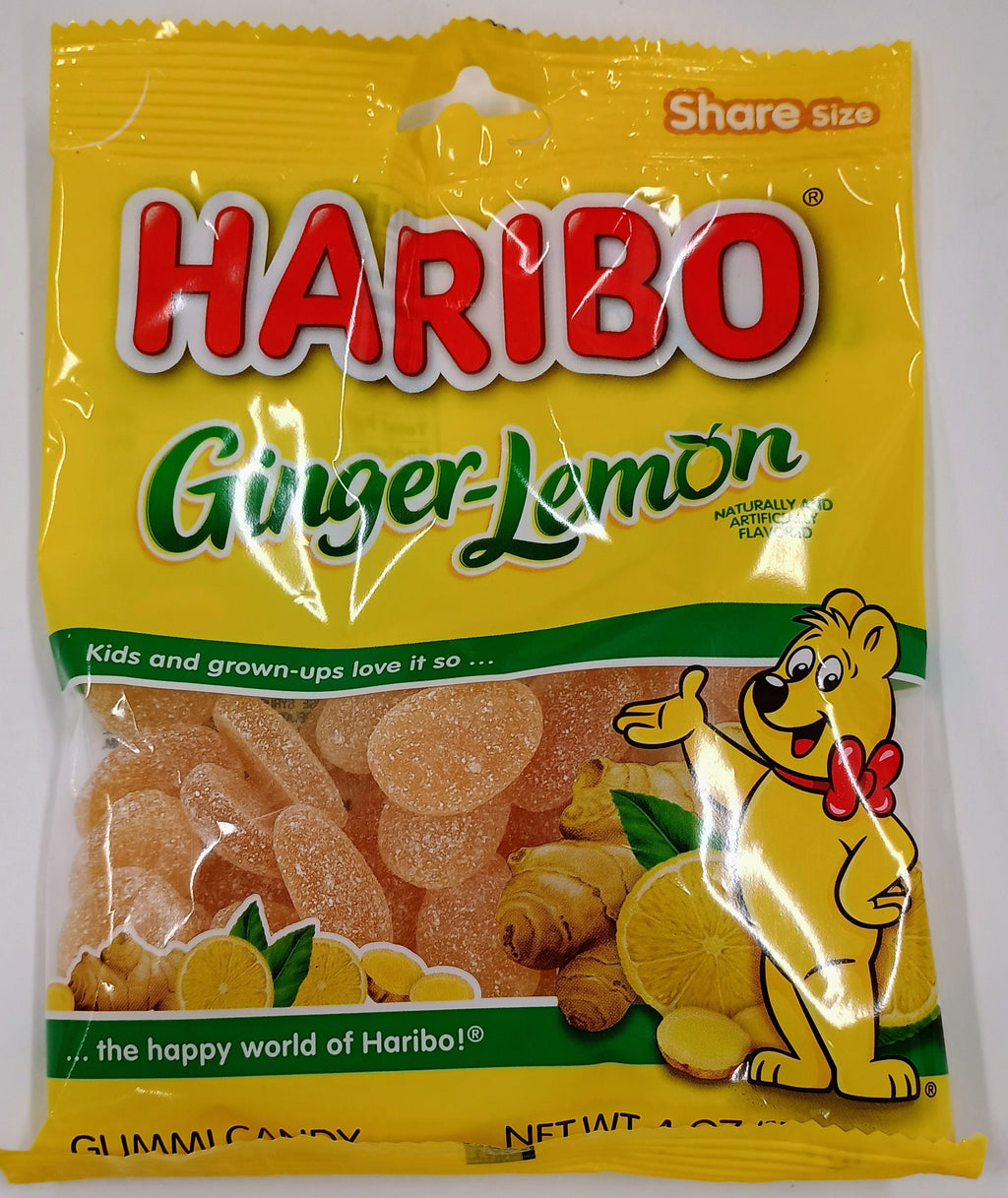 Haribo Ginger Lemon 4 oz Peg Bag