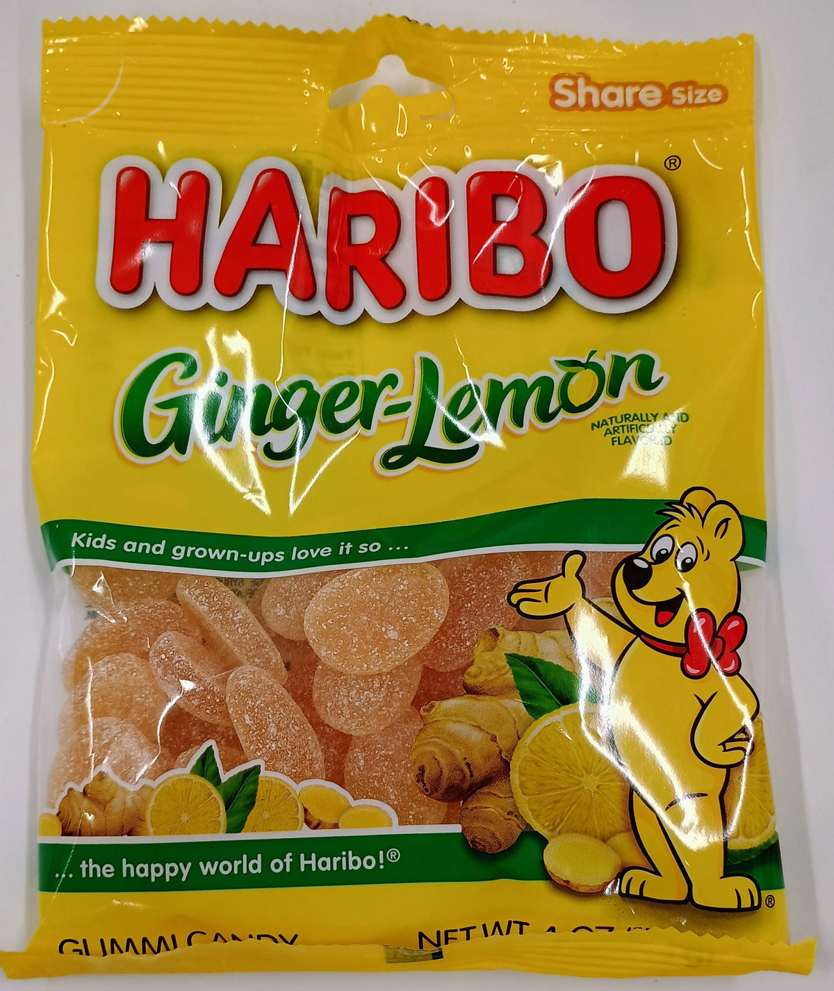 Haribo Ginger Lemon 4 oz Peg Bag