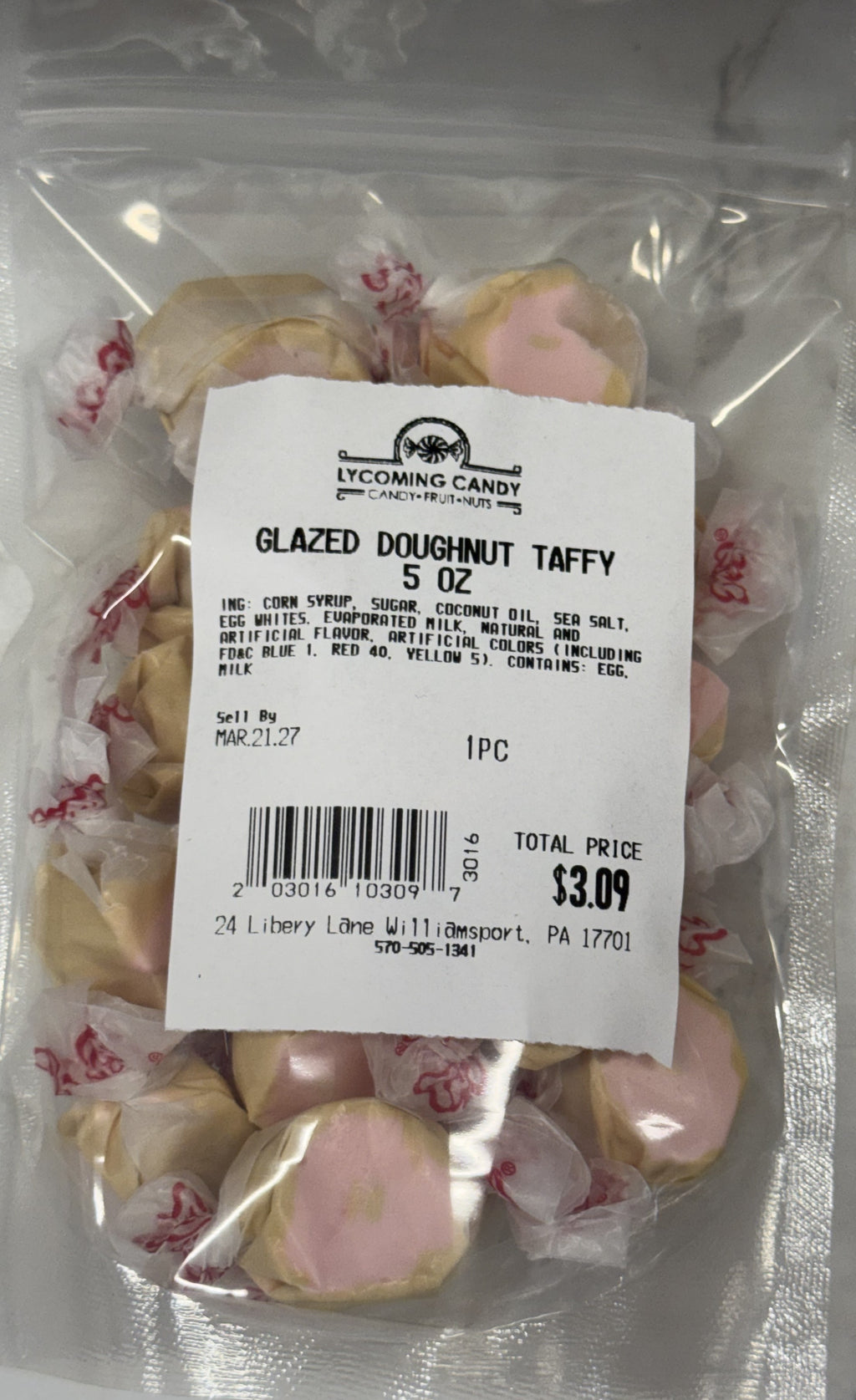 Glazed Doughnut Salt Water Taffy 5 oz Bag