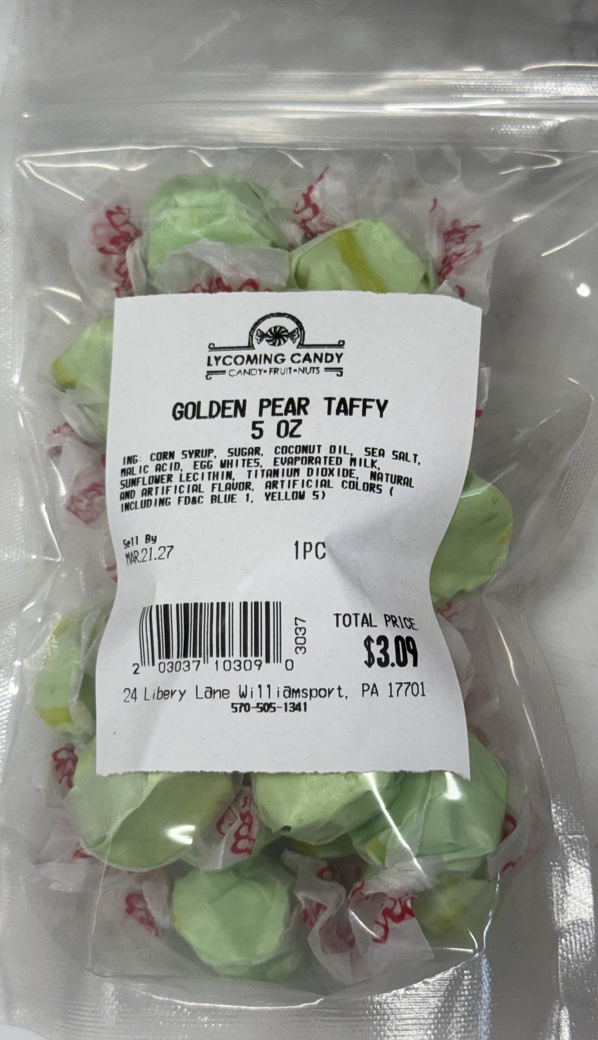 Golden Pear Salt Water Taffy 5 oz Bag
