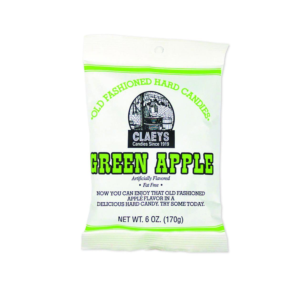 Claey's Old Fashioned Sanded Green Apple Drops Candy - 6 oz Bag