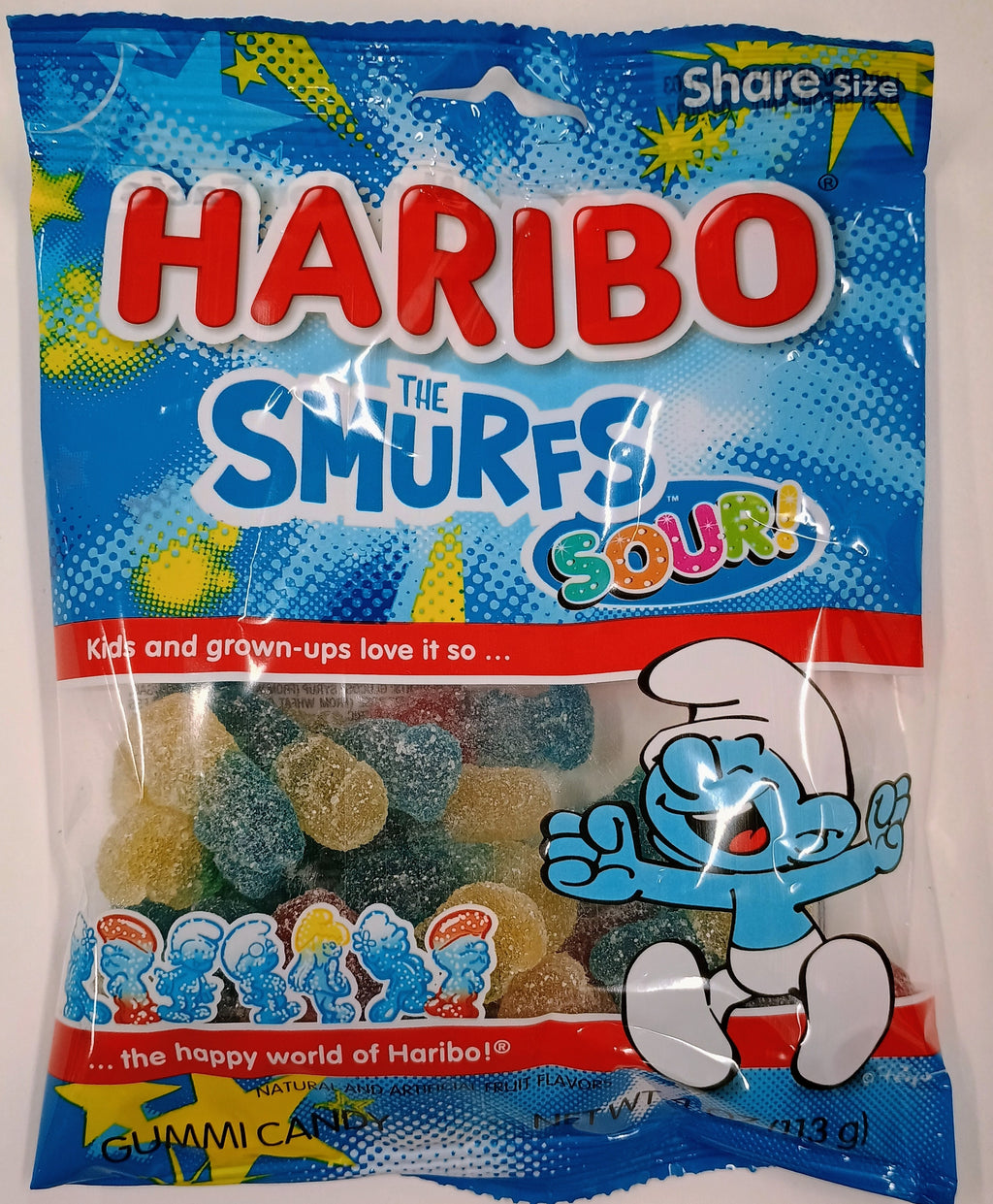 Haribo Sour Smurfs 4 oz Peg Bag