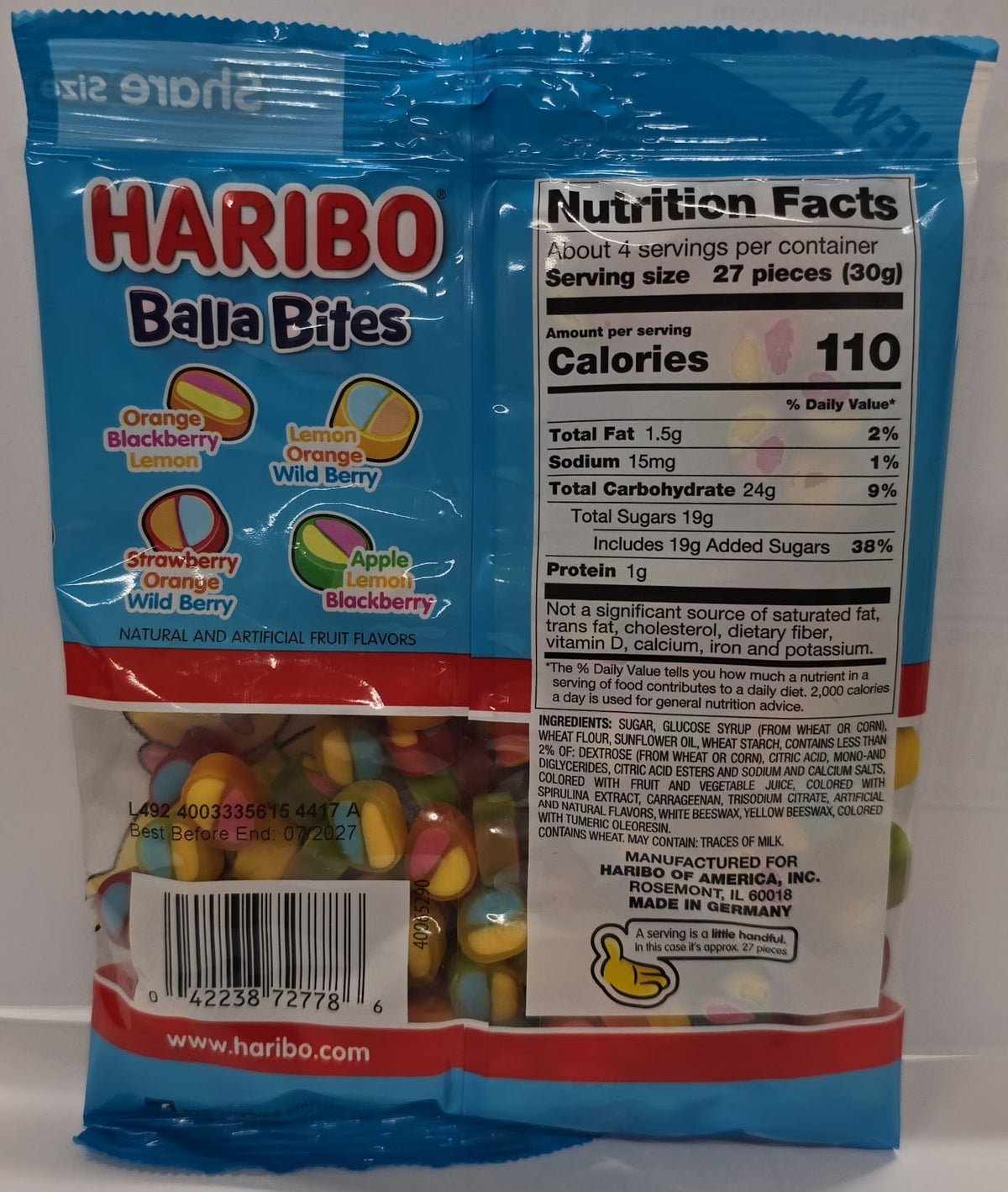 Haribo Balla Bites 4.5 oz Peg Bag