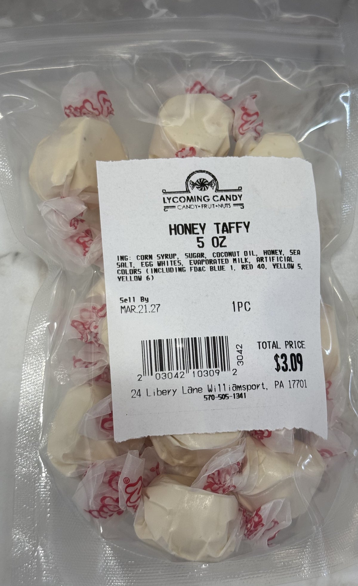 Honey Salt Water Taffy 5 oz Bag