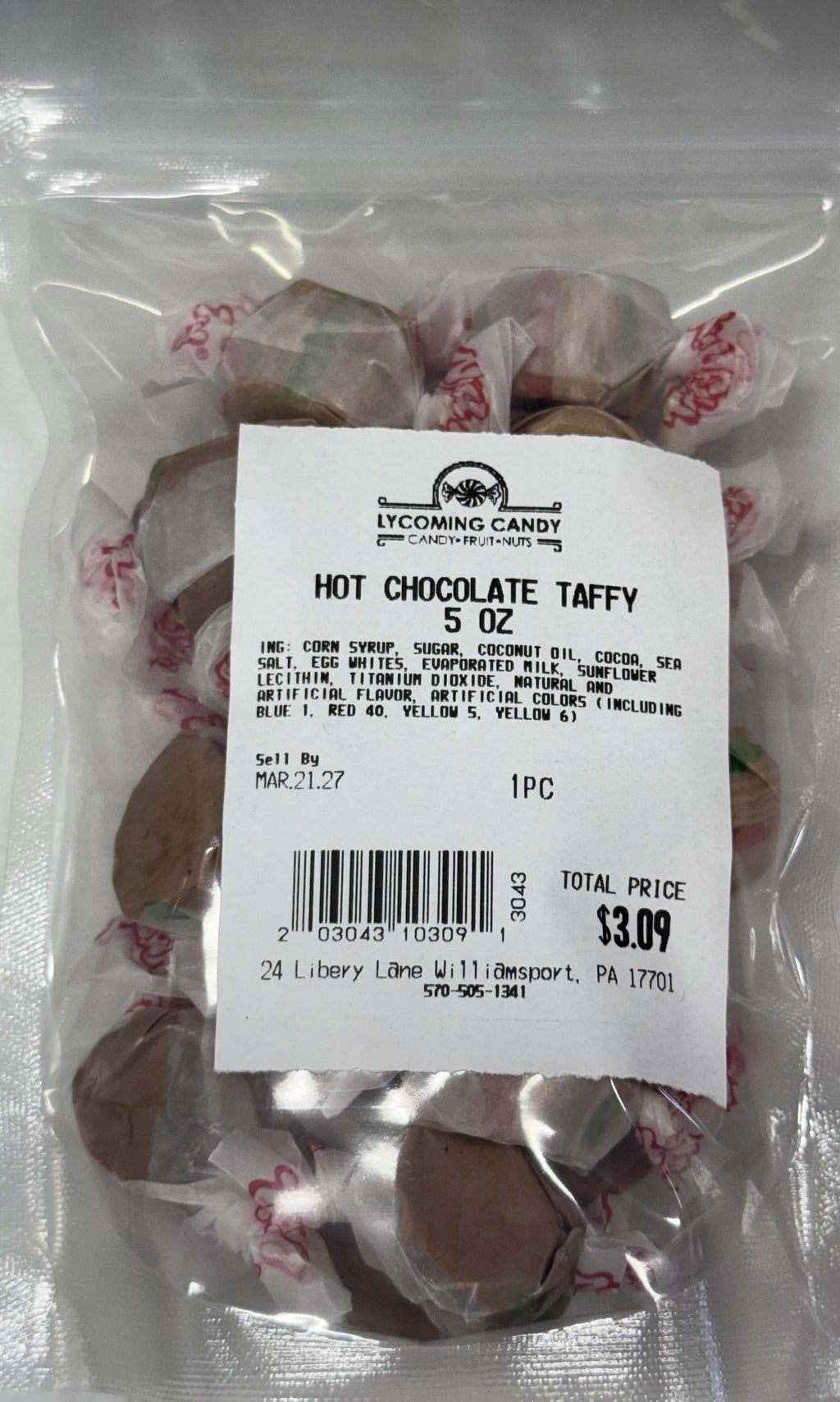 Hot Chocolate Salt Water Taffy 5 oz Bag
