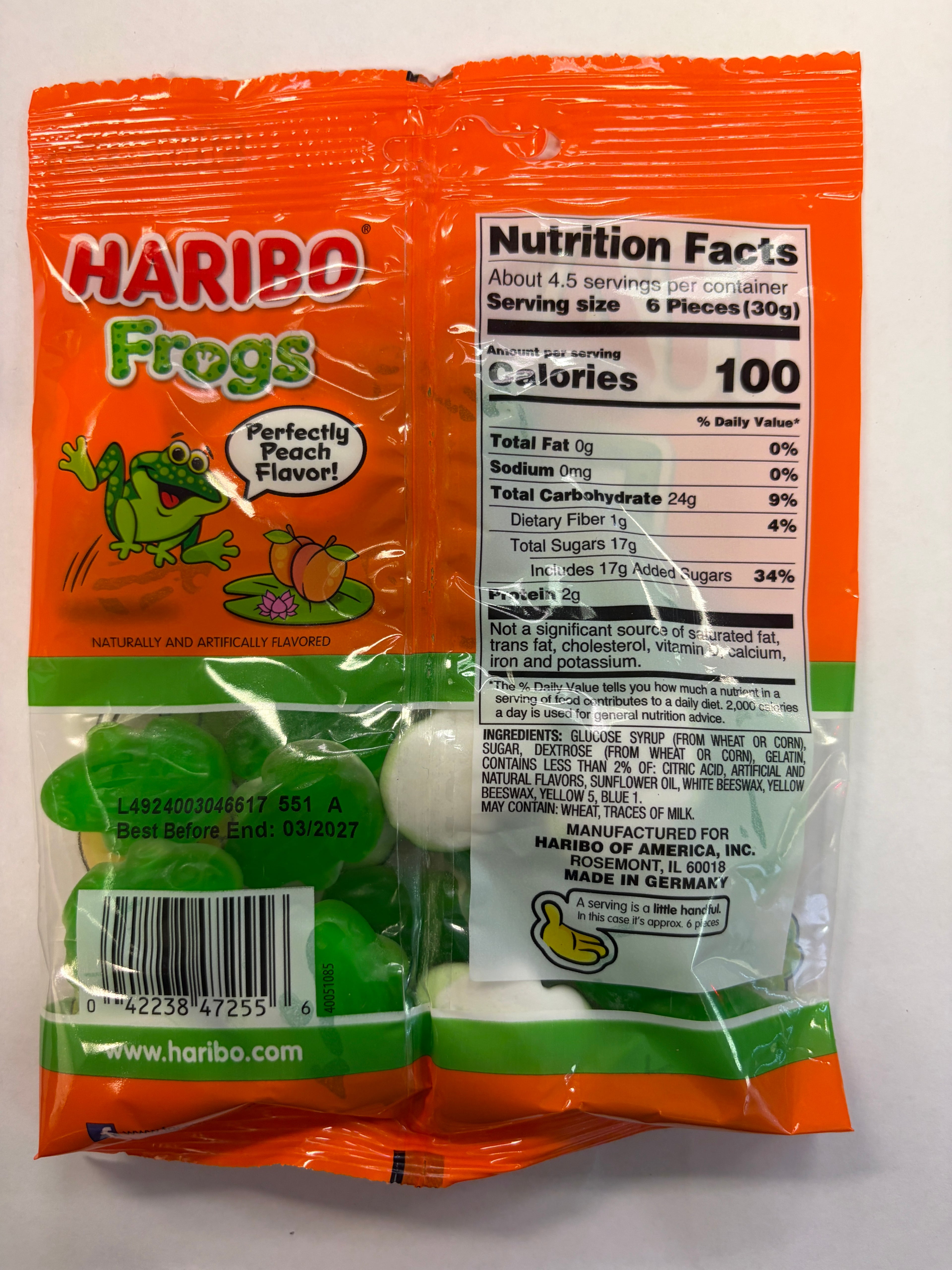 Haribo Gummy Frogs 5 oz Peg Bag Gummi Candy