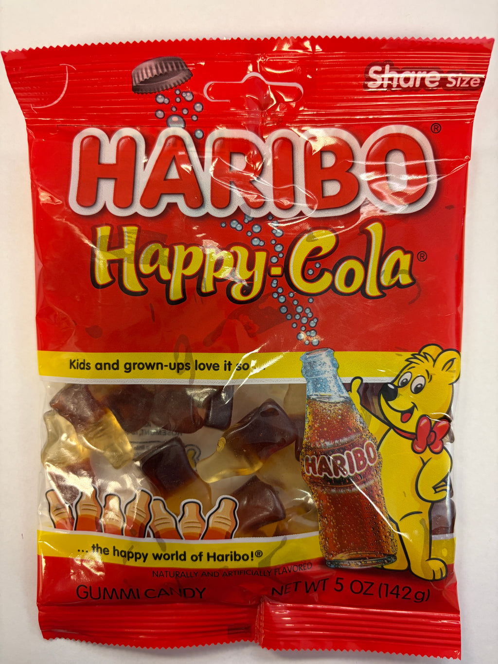 Haribo Gummy Happy Cola Bottles 5 oz Peg Bag Gummi Candy