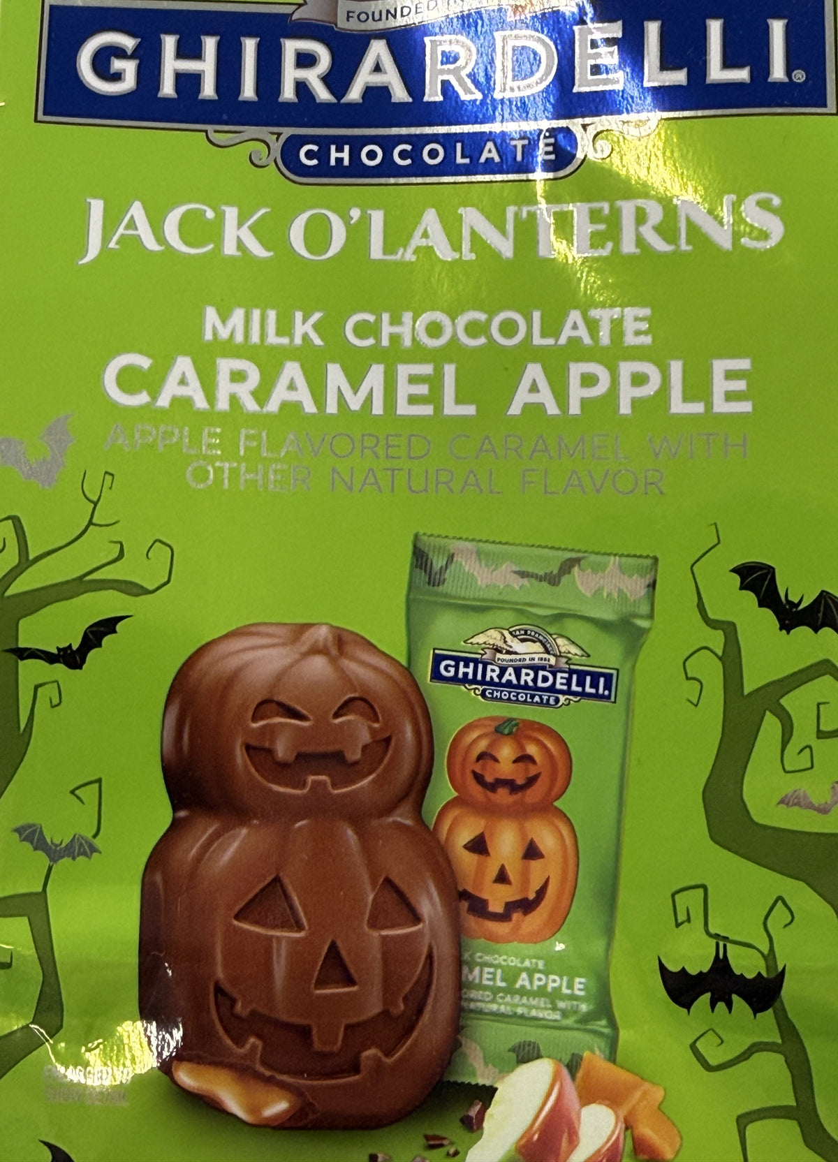 Ghirardelli Milk Chocolate Caramel Apple Jack O' Lantern Bag
