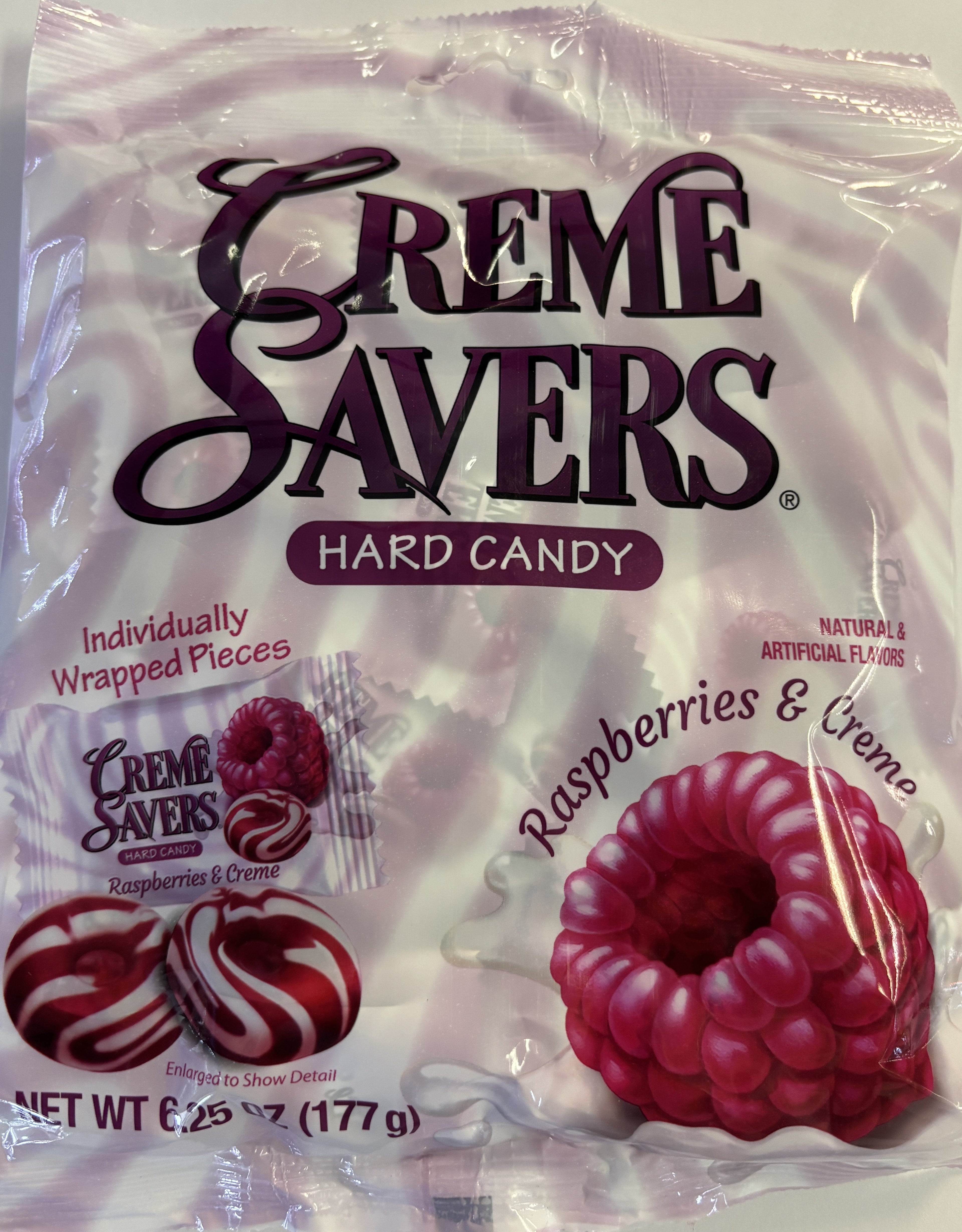 Creme Savers Raspberries & Creme 6.25 oz Peg Bag
