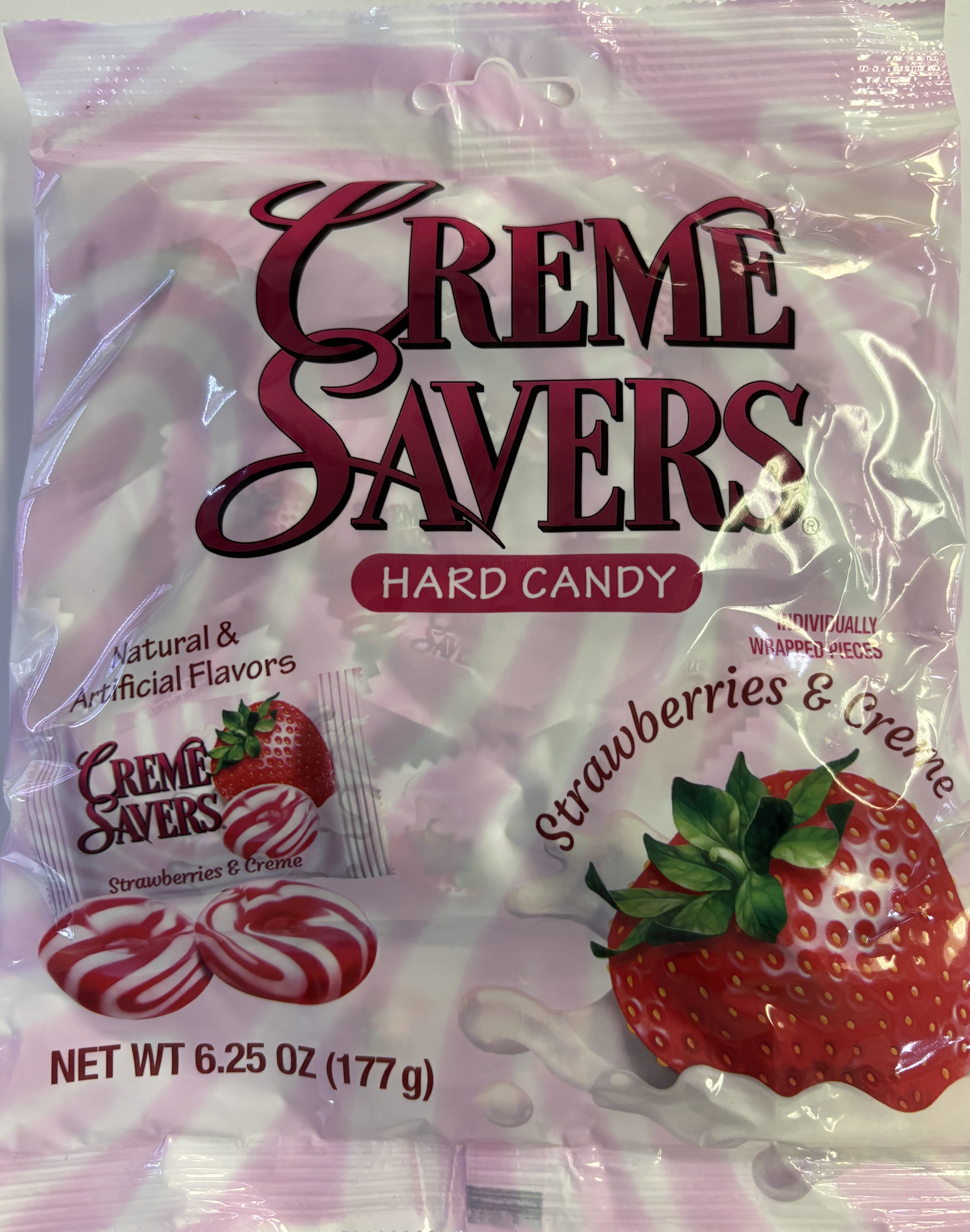 Creme Savers Strawberries & Creme 6.25 oz Peg Bag