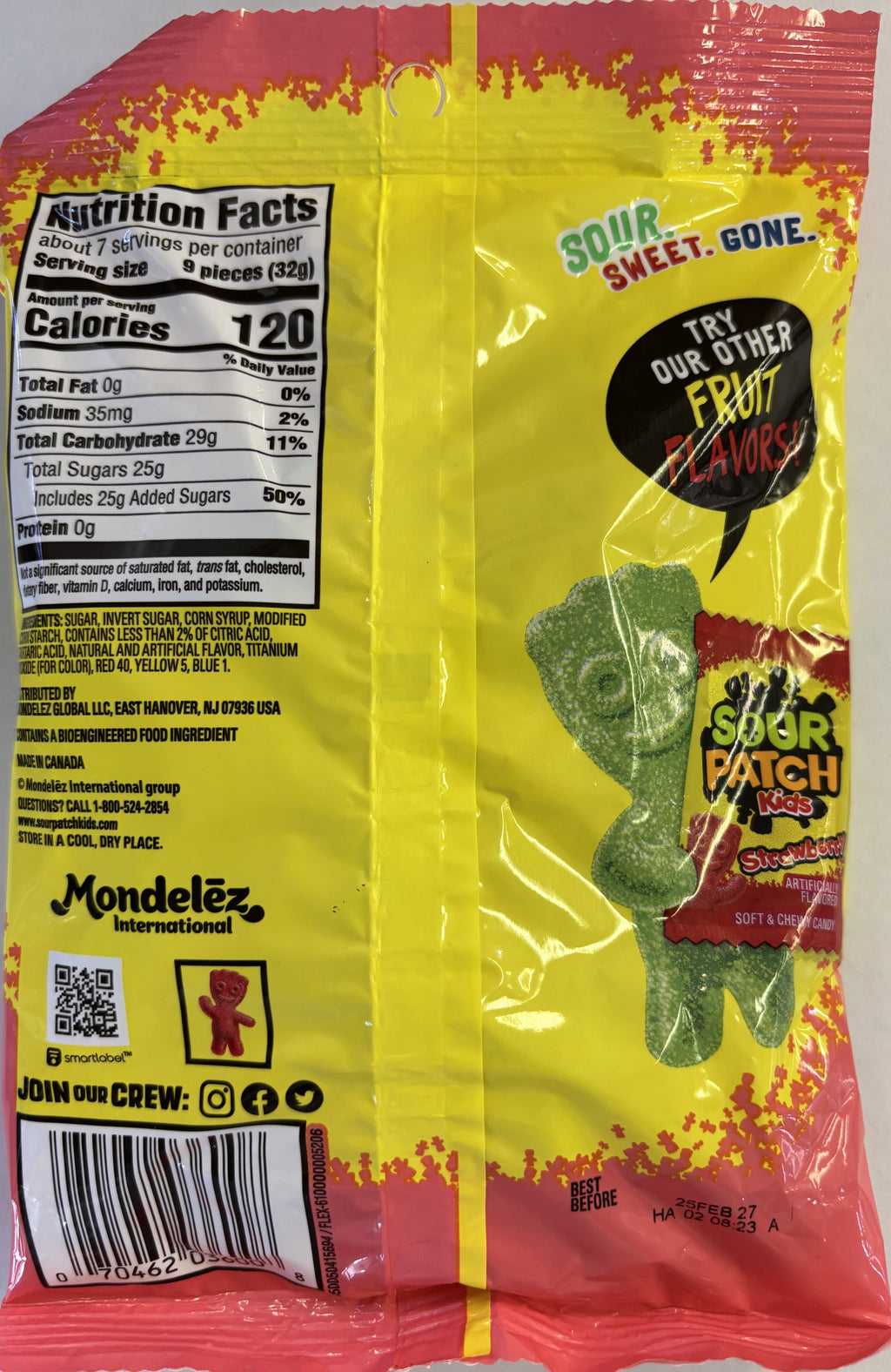 Jaret Sour Patch Kids Sour Watermelons 8 oz Peg Bag Chewy Candy