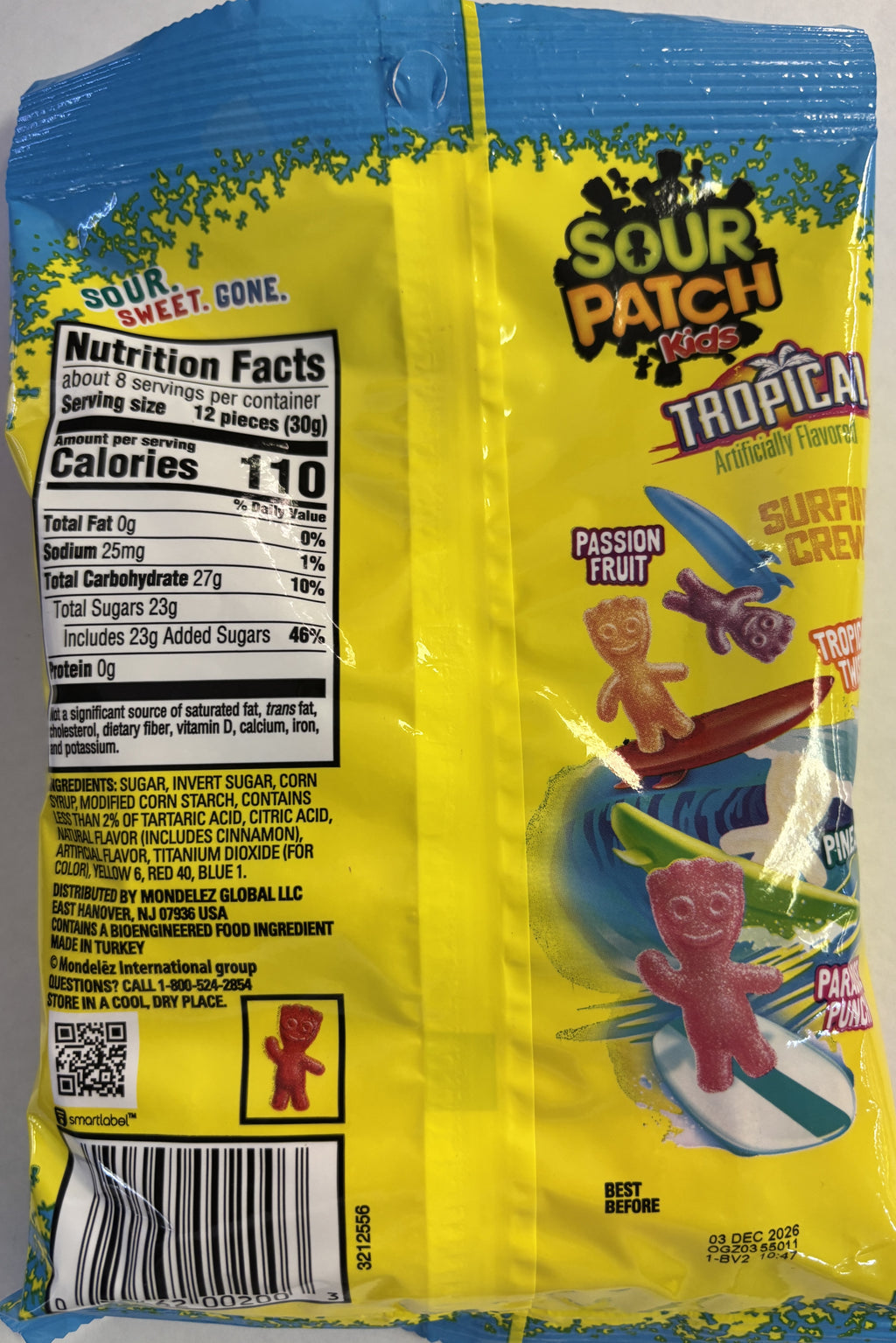 Jaret Sour Patch Tropical Kids 8 oz Peg Bag Chewy Candy