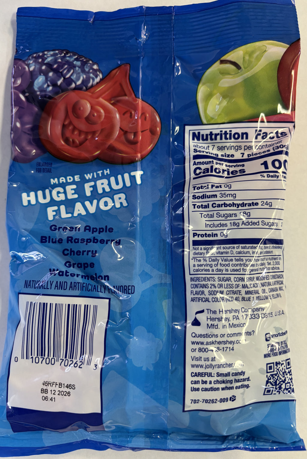 Jolly Rancher Gummies Assorted Fruit Original 7 oz Peg Bag