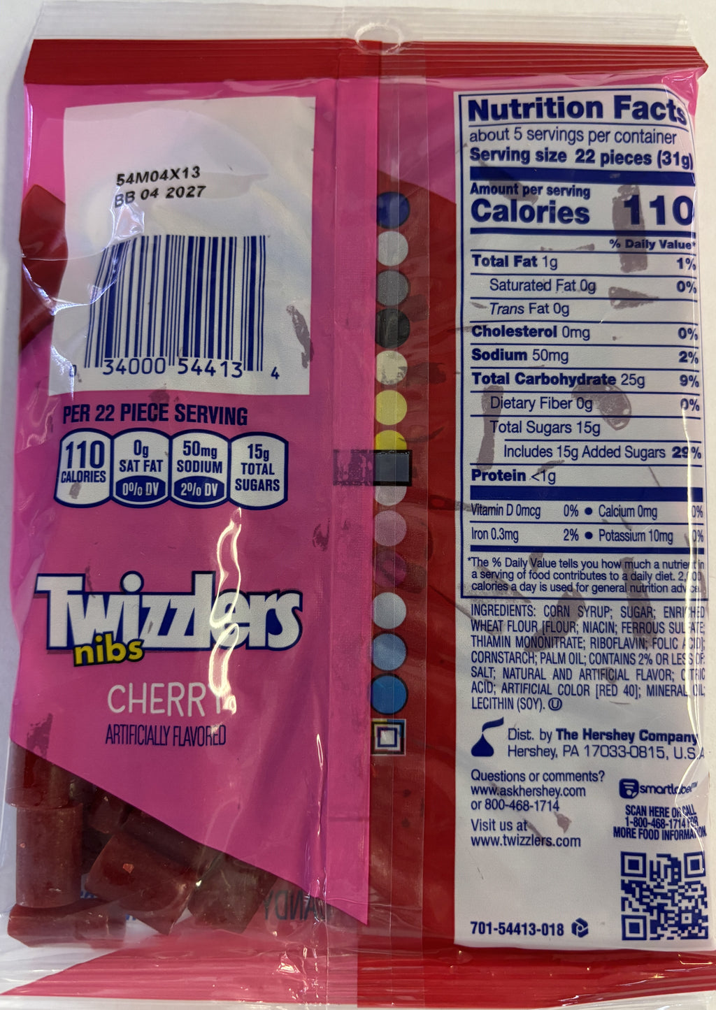 Twizzler Nibs Cherry Licorice 6 oz Peg Bag