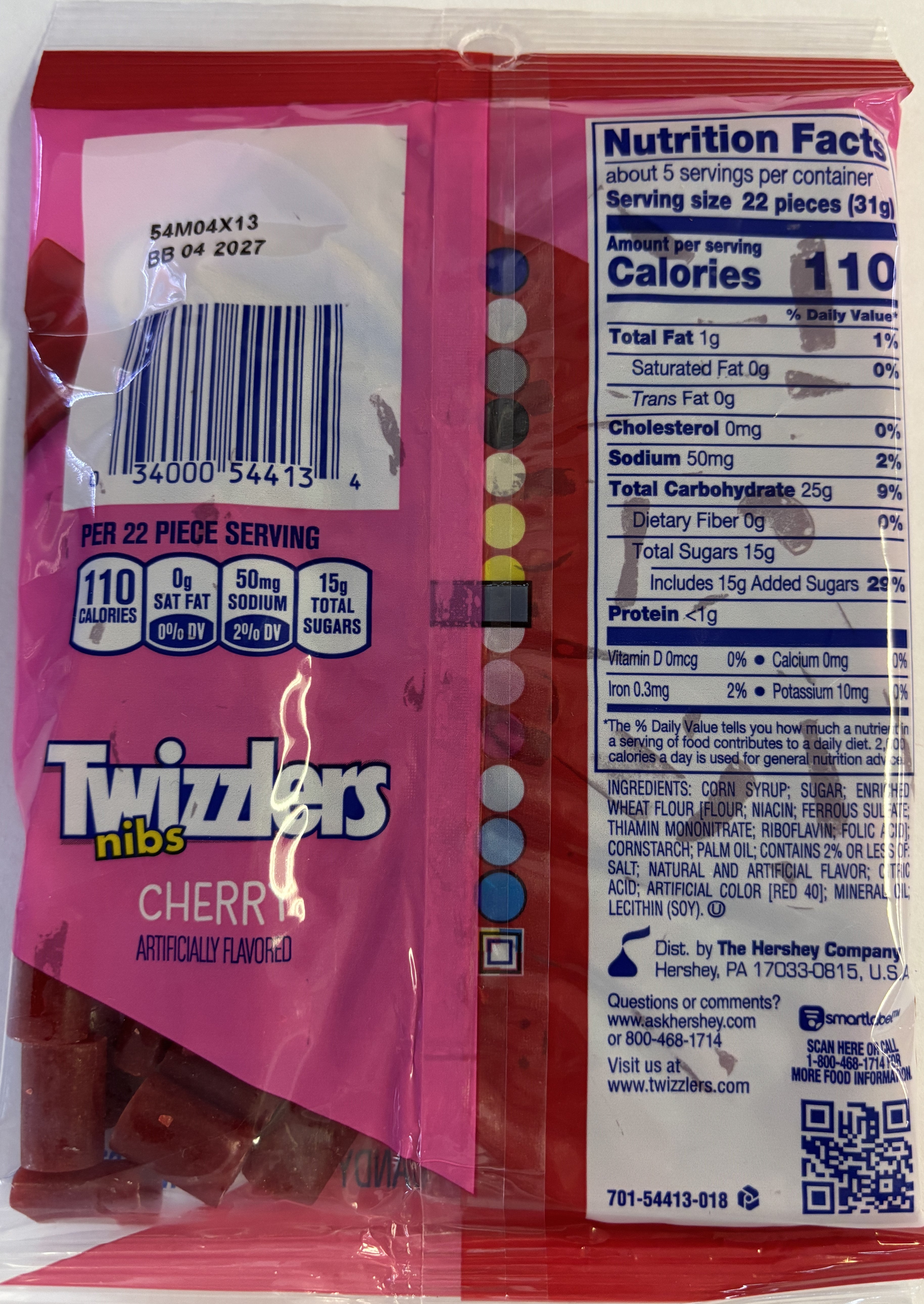 Twizzler Nibs Cherry Licorice 6 oz Peg Bag