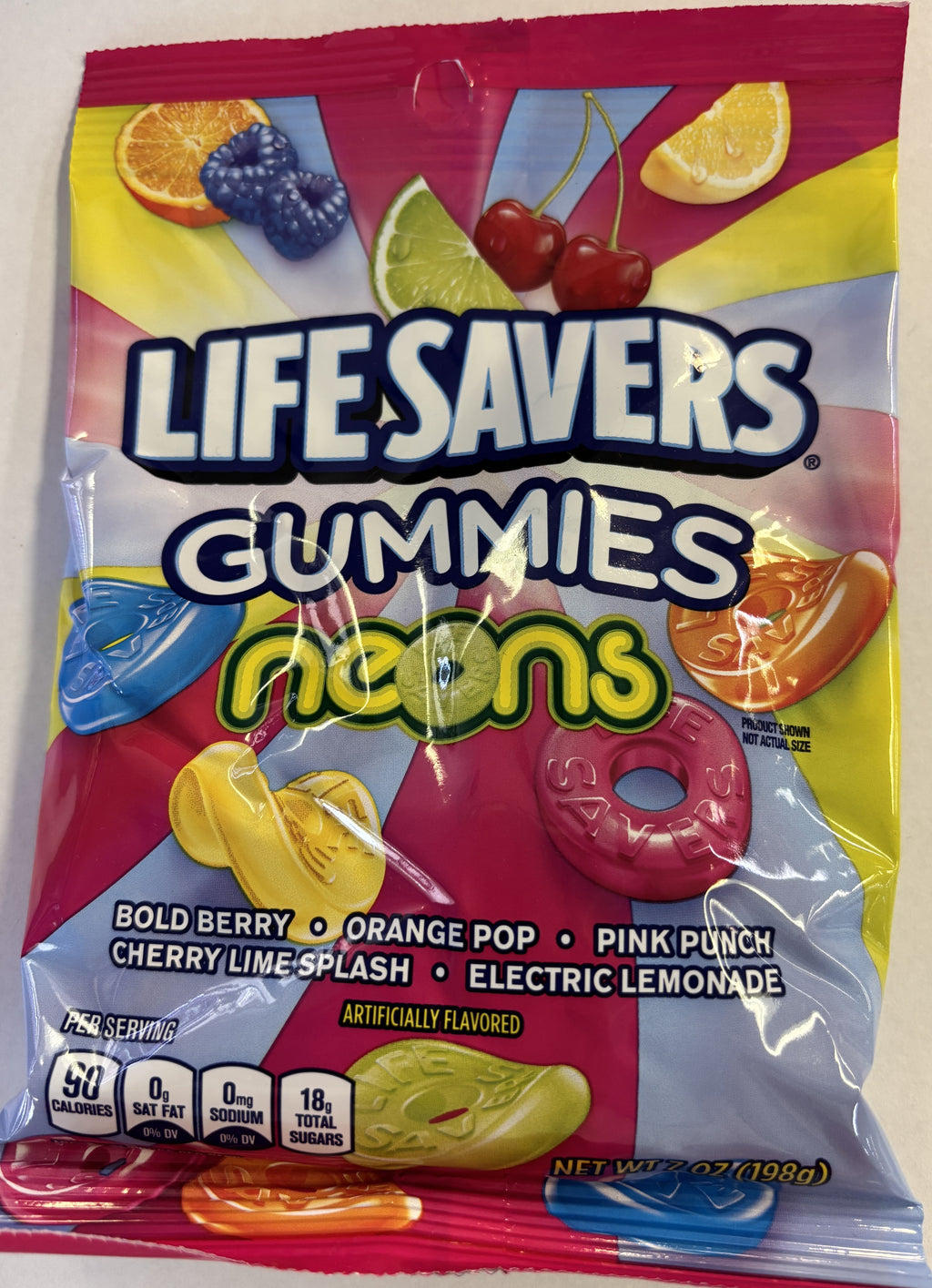 Gummi Savers Neons 7 oz Peg Bag Gummy Candy