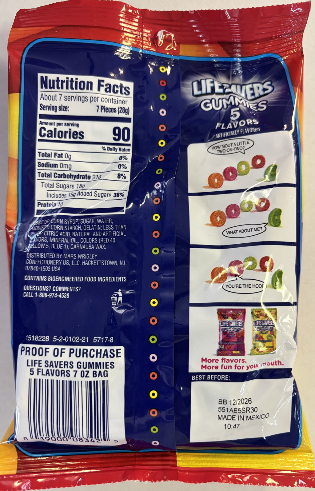 Gummi Savers 5 Flavor 7 oz Peg Bag Gummy Candy