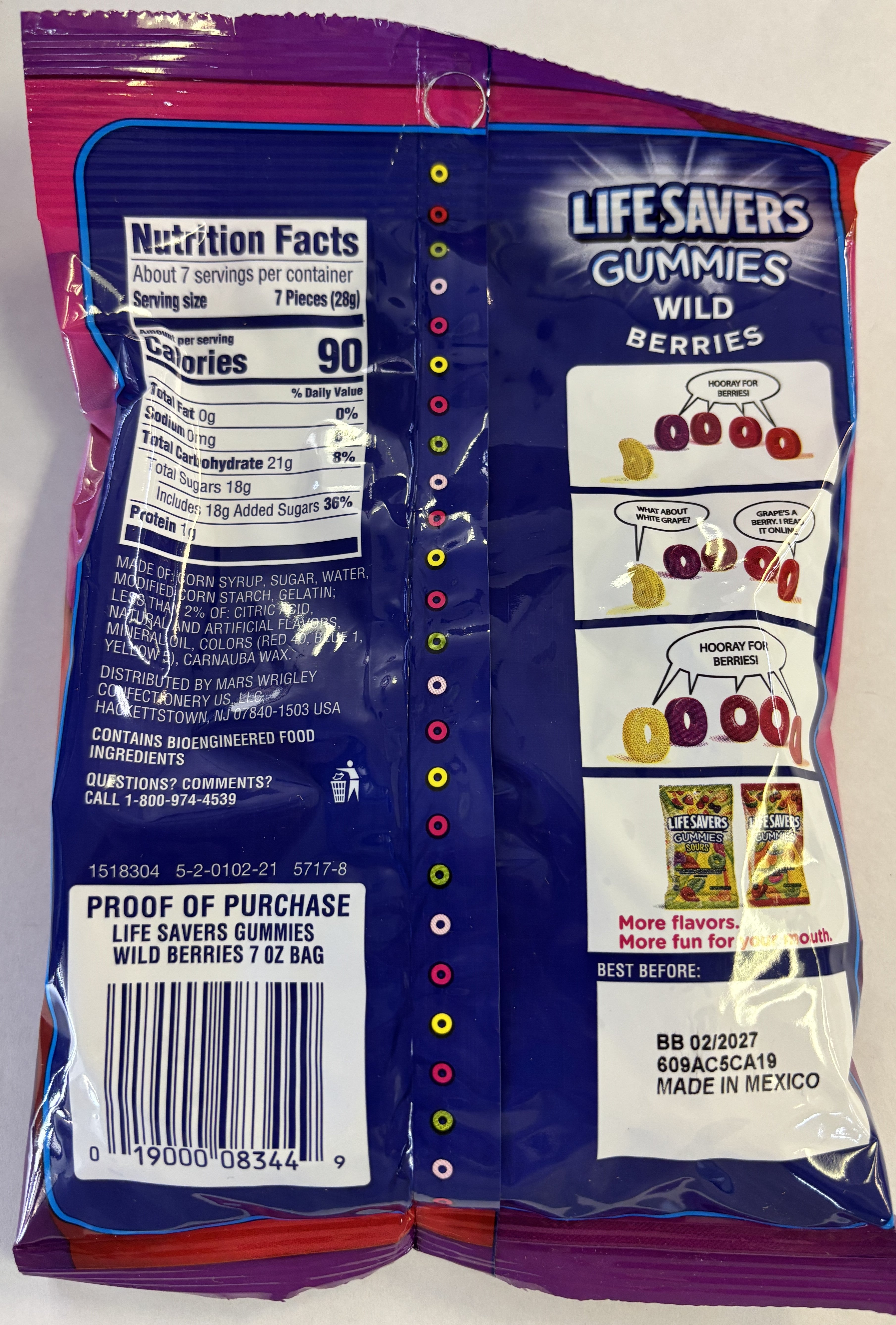 Gummi Savers Wild Berry 7 oz Peg Bag Gummy Candy