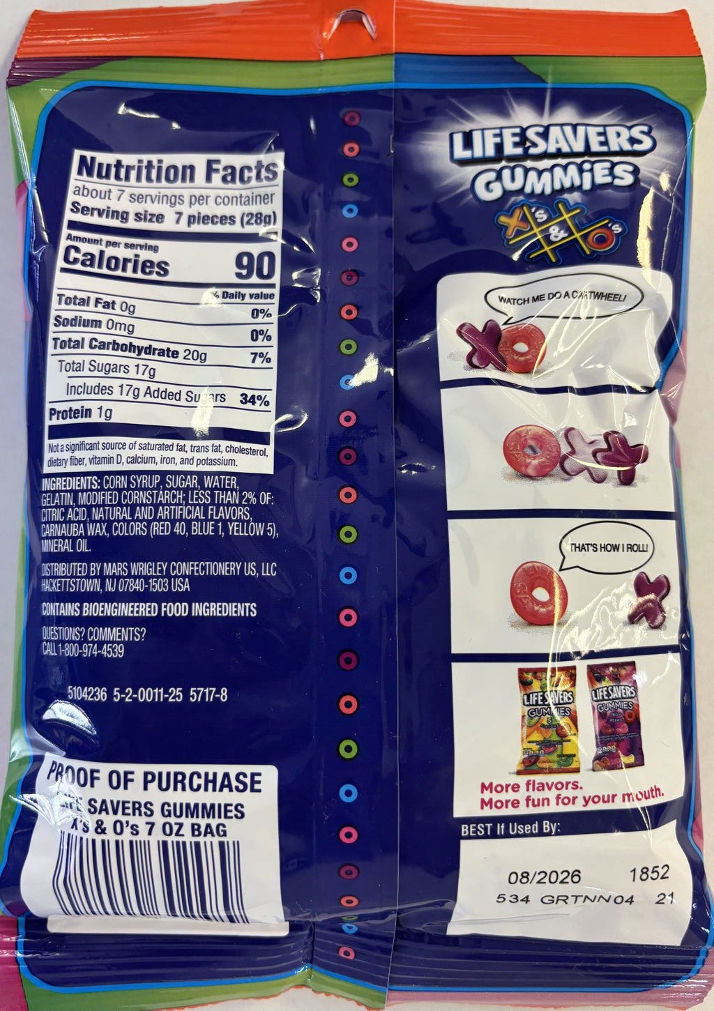 Gummi Savers X&O's 7 oz Peg Bag Gummy Candy
