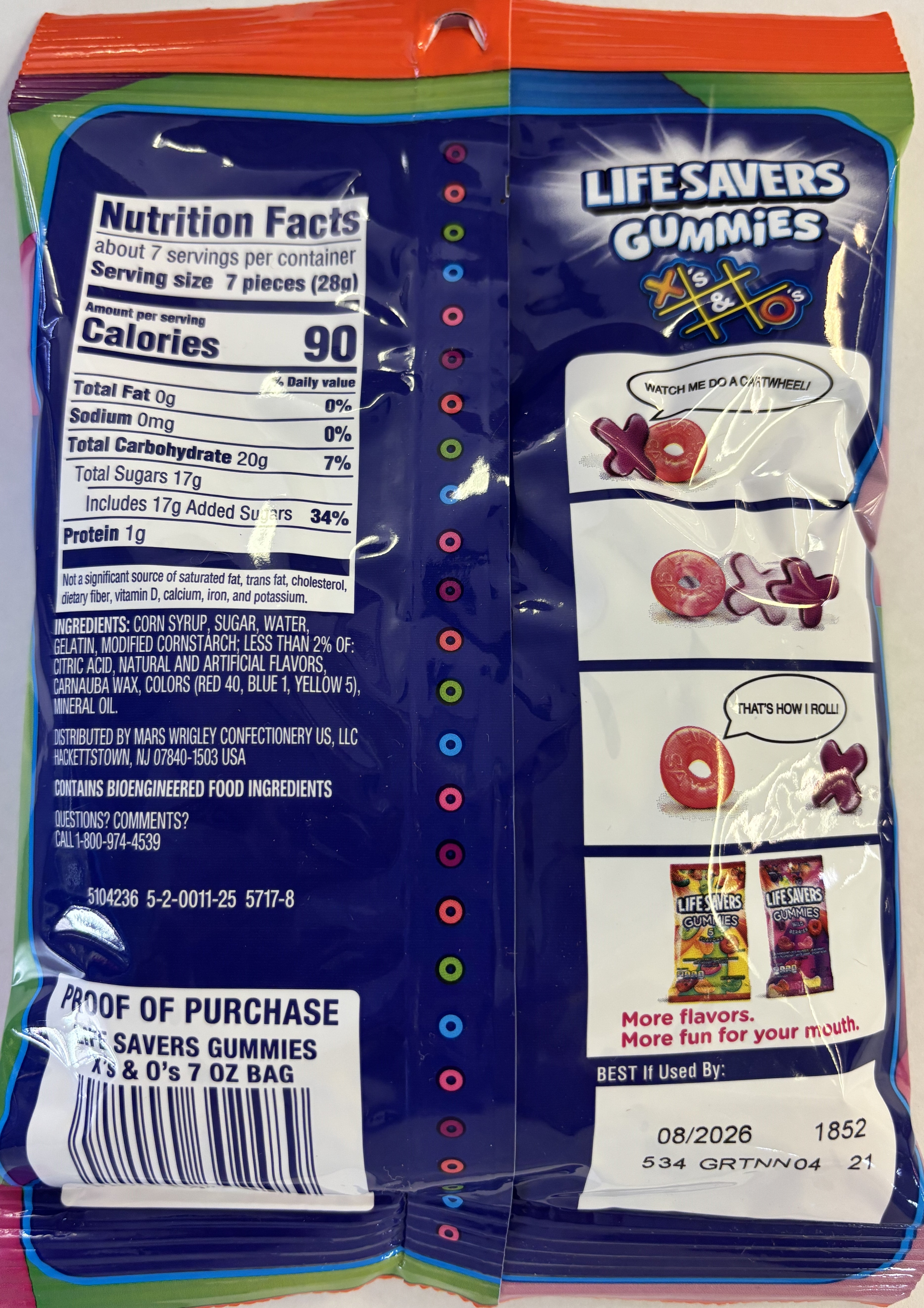 Gummi Savers X&O's 7 oz Peg Bag Gummy Candy