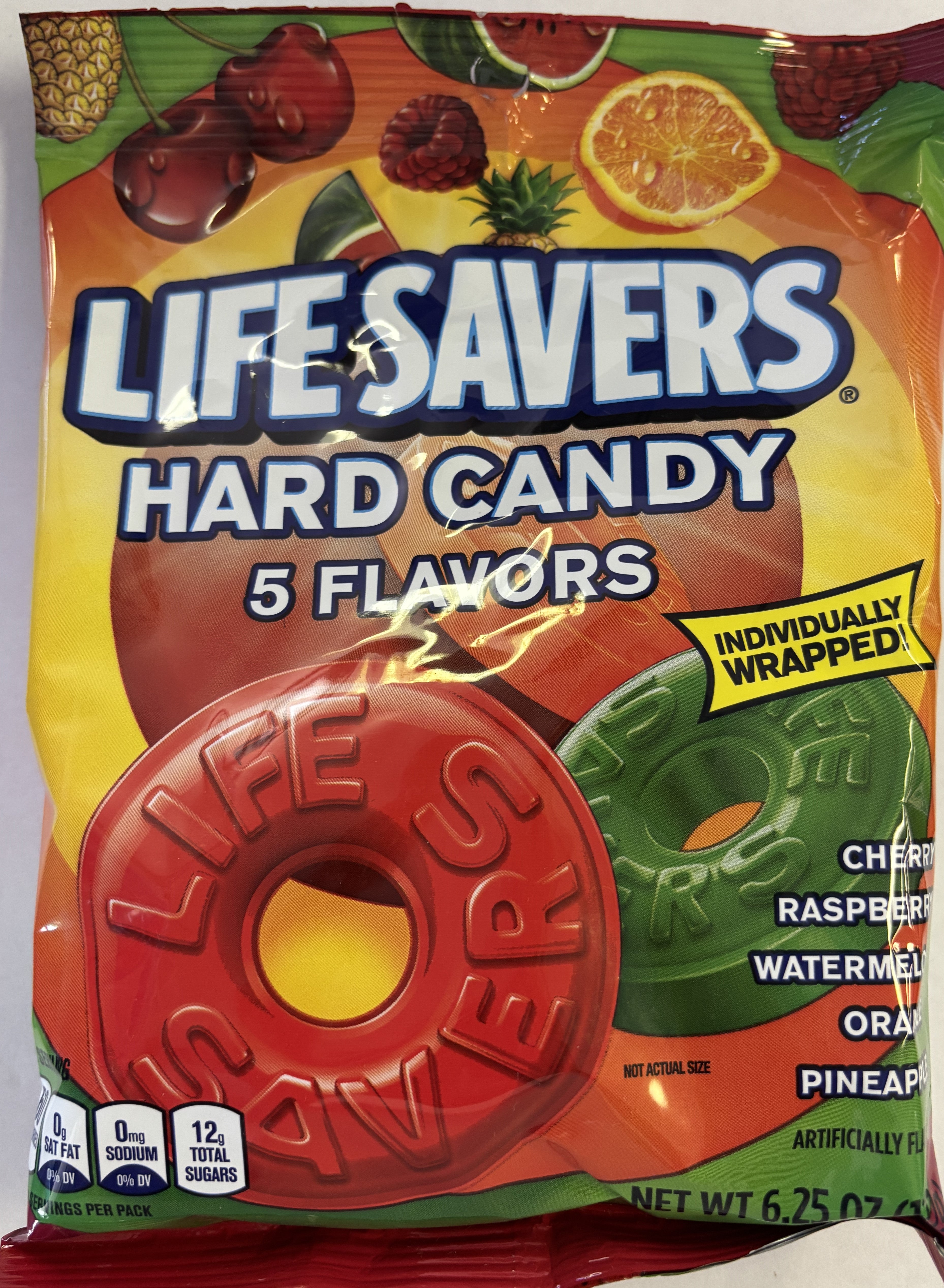 Life Savers Original 5 Flavor Fruit Hard Candy 6.25 oz Peg Bag