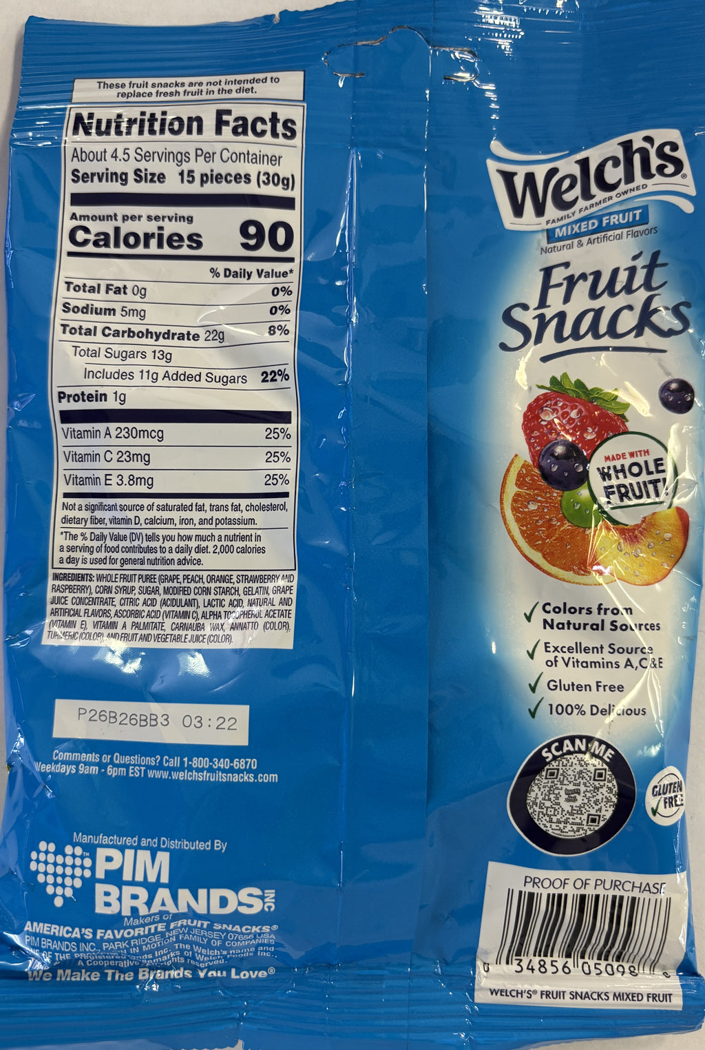 Welch's Fruit Snacks Mixed Fruit 5 oz Peg Bag