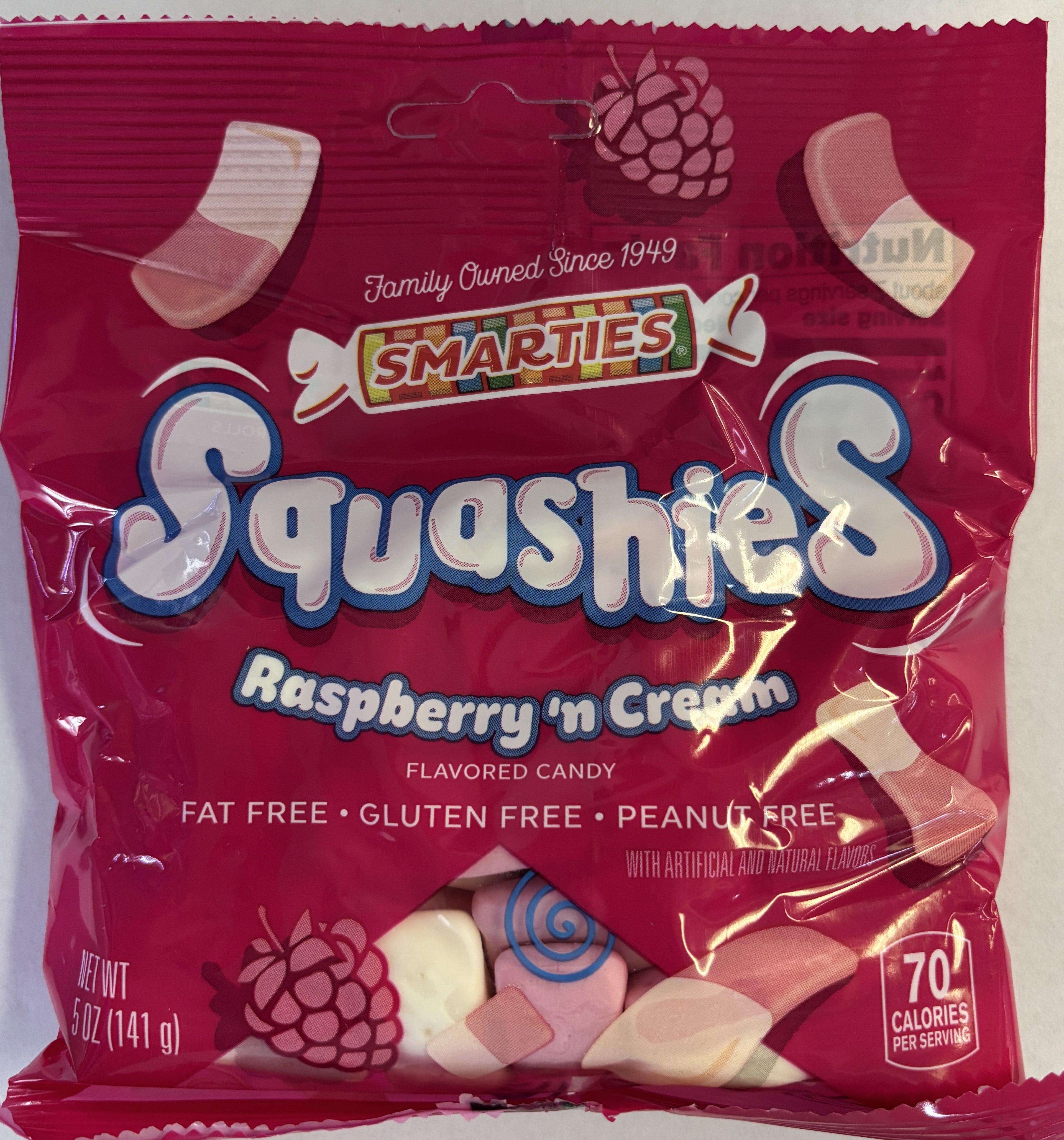 Smarties Squashies Original Raspberry N Cream 5 oz Peg Bag